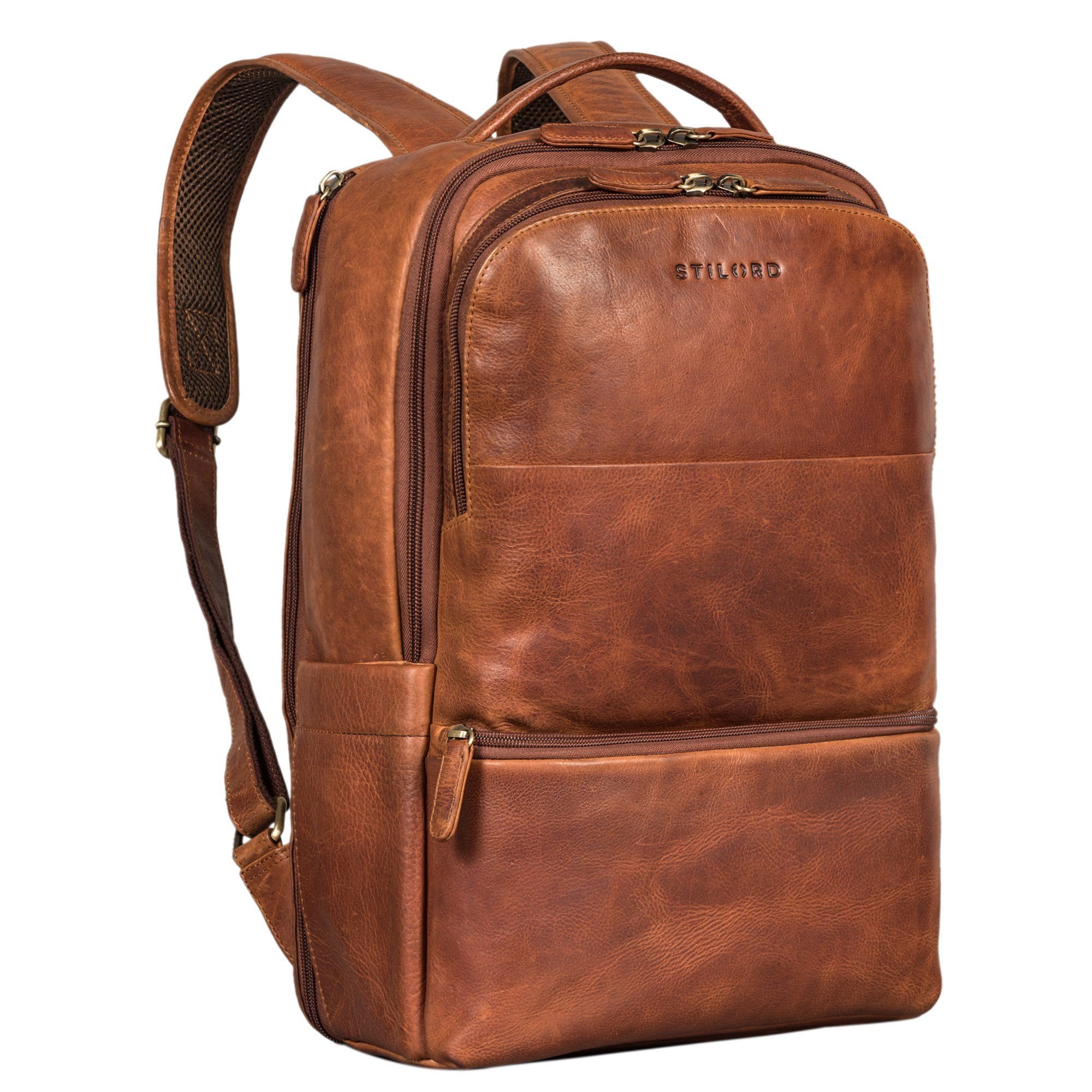 STILORD Notebookrucksack "Thore" Luxuriöser Leder Rucksack mit Laptopfach 17 Zoll
