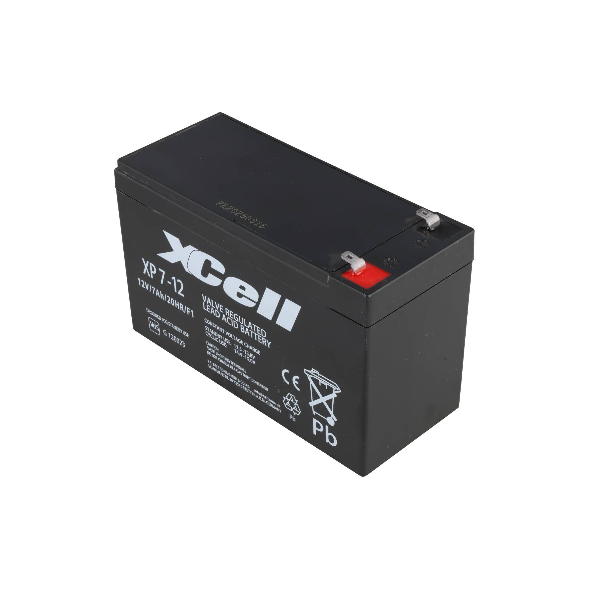 XCell XCell PB Blei-Akku XP7-12 - F2 VdS AGM, Standard, Faston 4,8mm, XCELL Akku