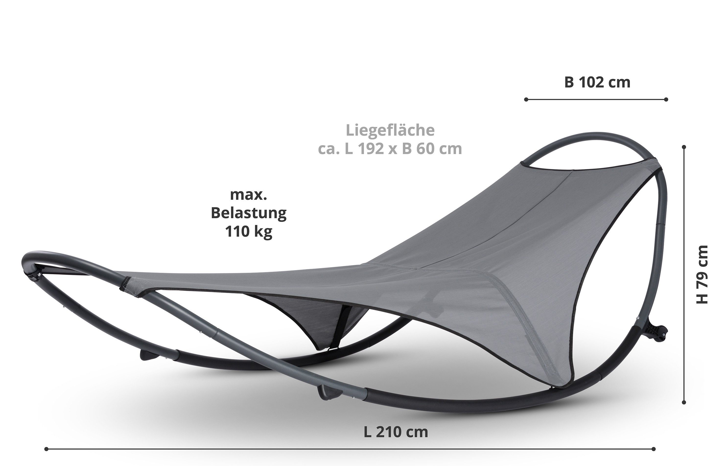 Leco Gartenliege Schaukelliege ENI Anthrazit, Ergonomisch geformt