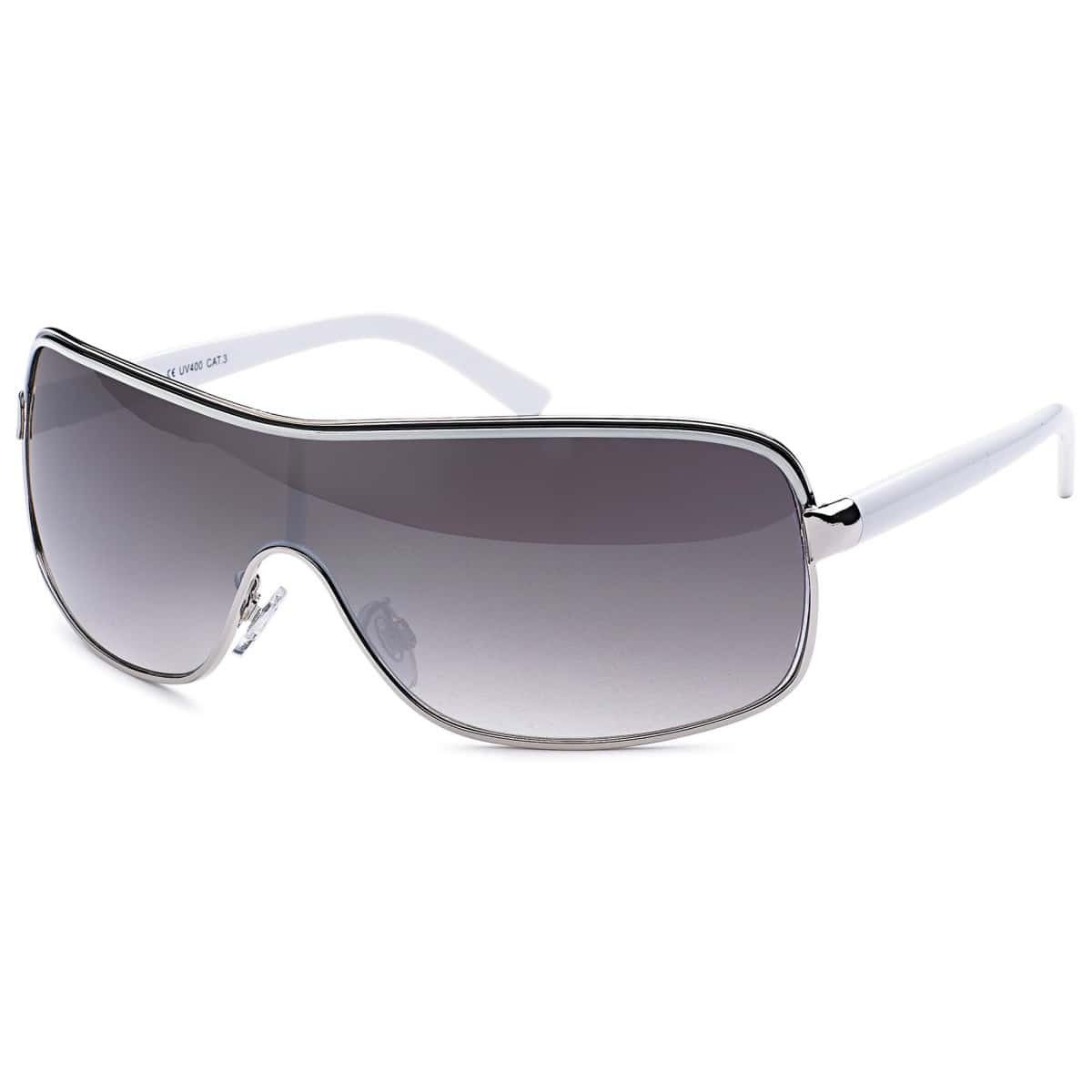Sonnenbrille Kontrastlinie Monoscheibensonnenbrille Herren Weiß (1-St) Eyewear Design mit BEZLIT Damen akzentstreifen mit