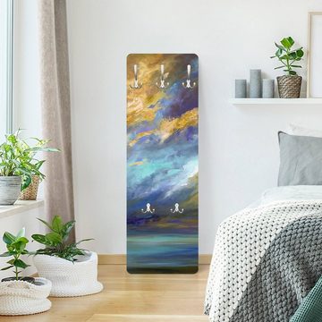 Bilderdepot24 Garderobenpaneel blau Abstrakt Kunst Natur Himmel über Küste Design (ausgefallenes Flur Wandpaneel mit Garderobenhaken Kleiderhaken hängend), moderne Wandgarderobe - Flurgarderobe im schmalen Hakenpaneel Design