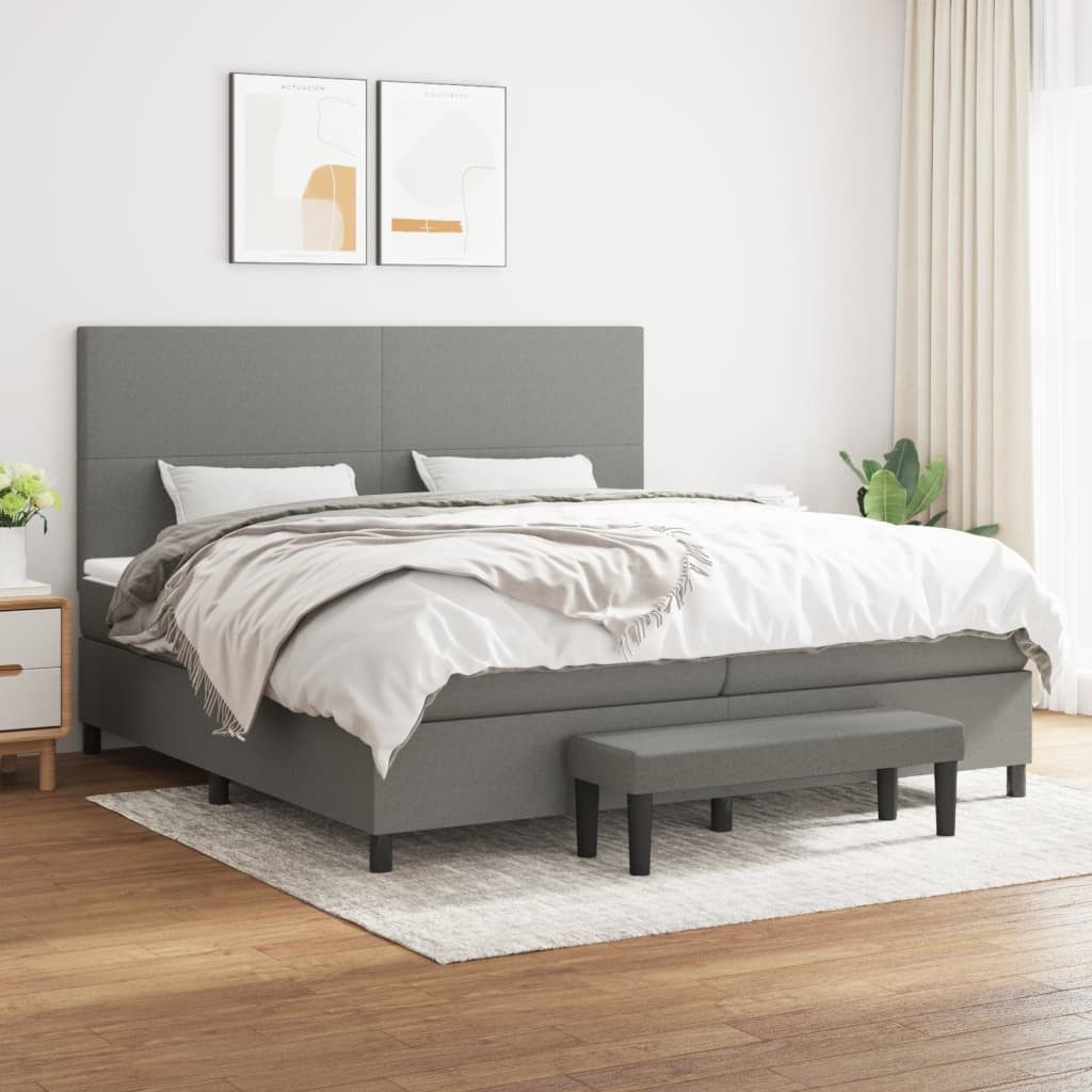 vidaXL Boxspringbett Boxspringbett mit Matratze Dunkelgrau 200x200 cm Stoff günstig online kaufen