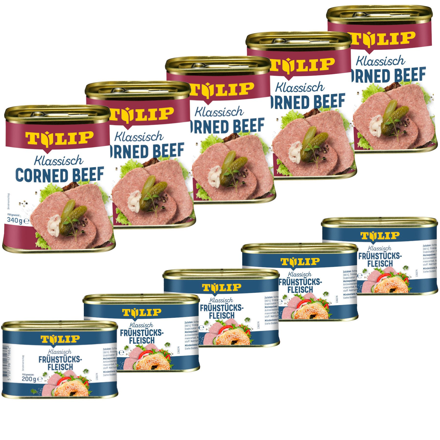 TULIP Wurstkonserve Frühstücksfleisch Schwein 200g Corned Beef 340g Delikatesse, (Set), Dänische Delikatesse
