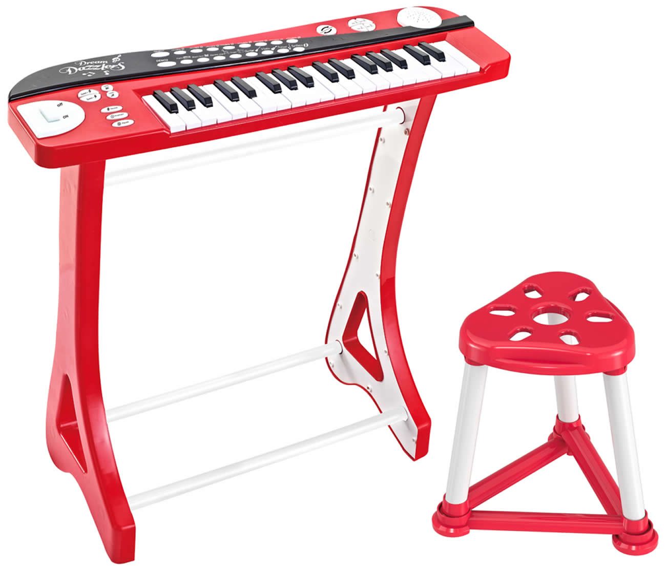 Diakakis Spielzeug-Musikinstrument Keyboard mit 37 Tasten inkl. Ständer Hocker