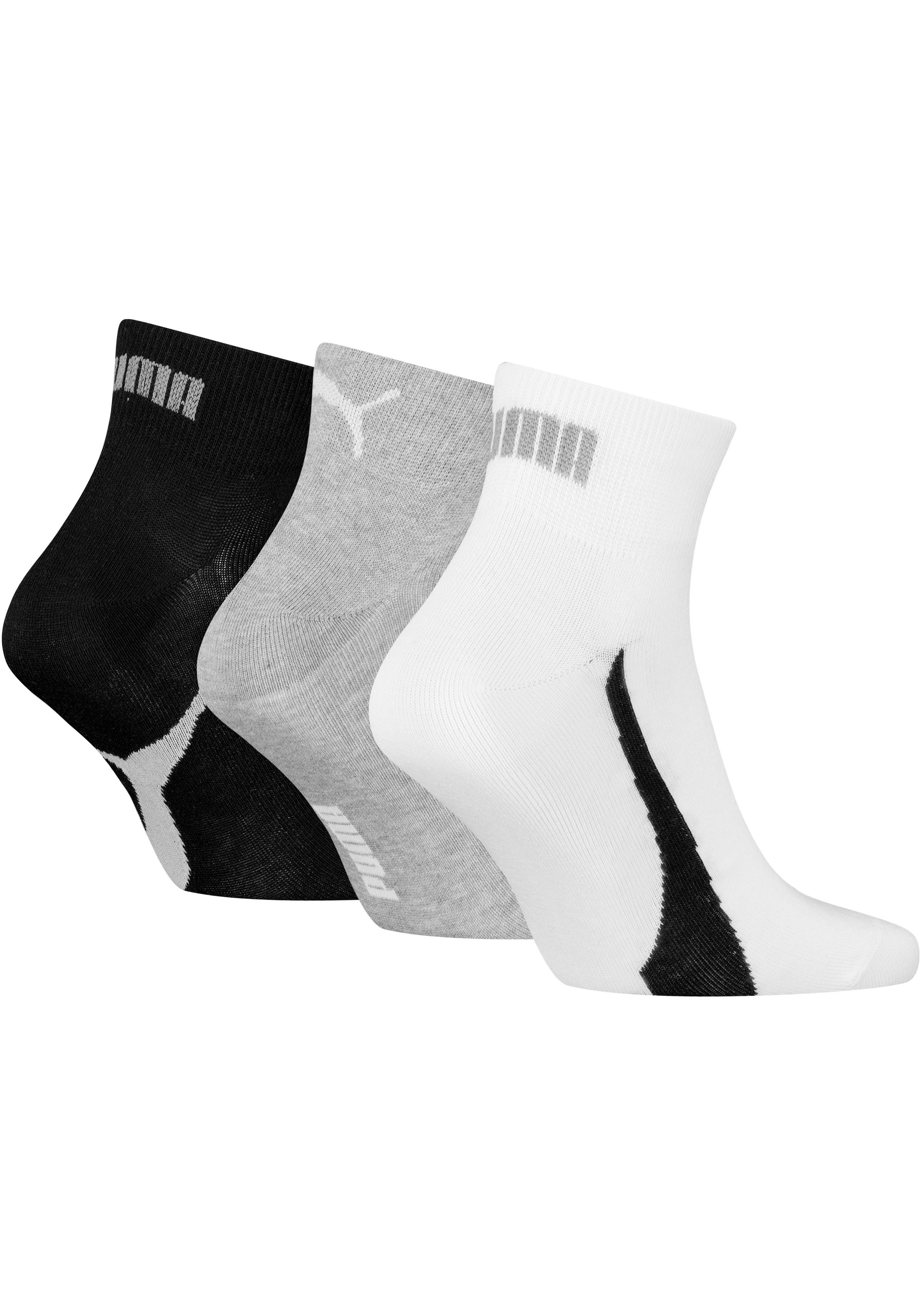 PUMA Kurzsocken PUMA UNISEX LIFESTYLE QUARTER 3P (3-Paar, 3 Paar) mit kurzem geripptem Schaft
