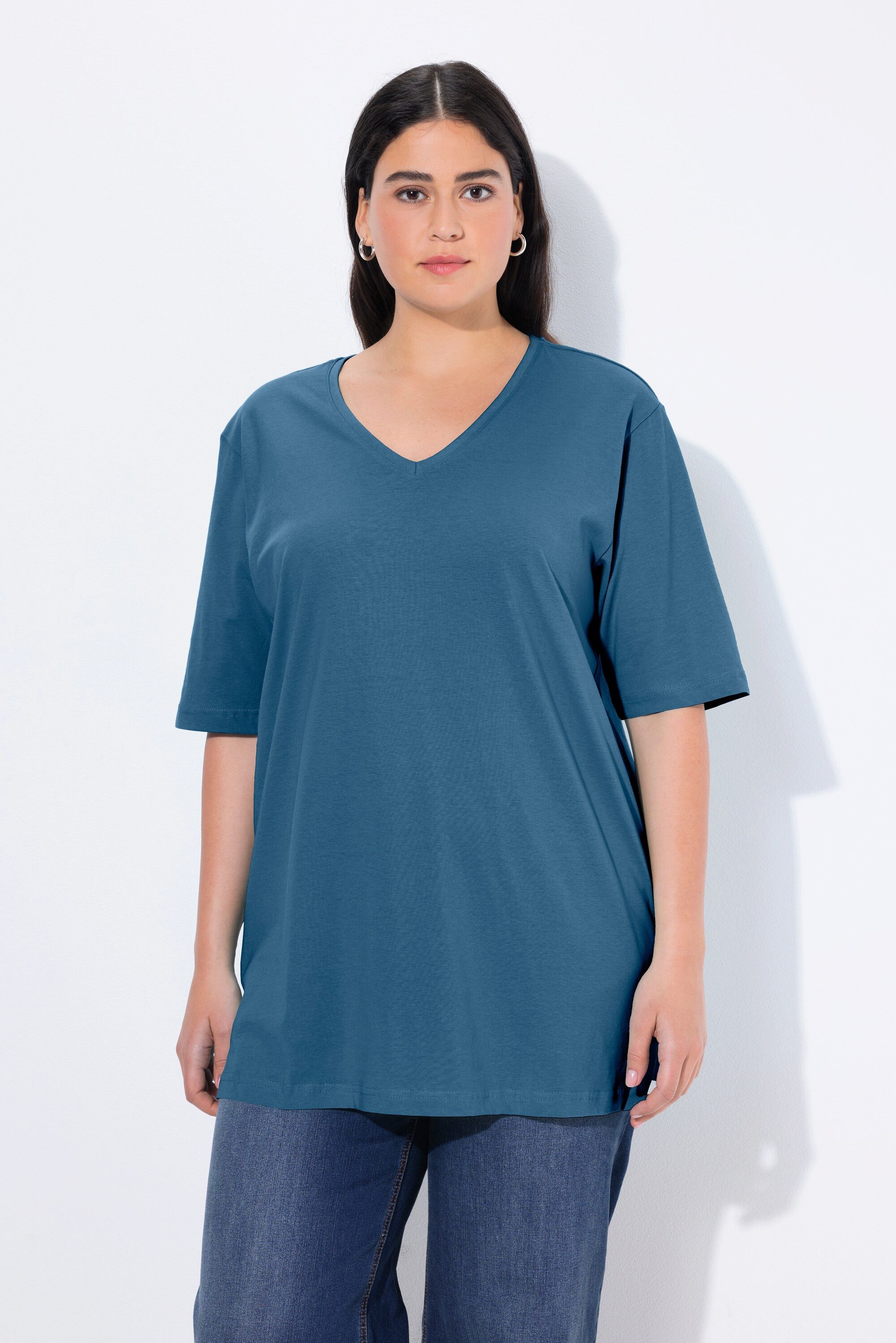 Ulla Popken T-Shirt T-Shirt V-Ausschnitt Relaxed günstig online kaufen