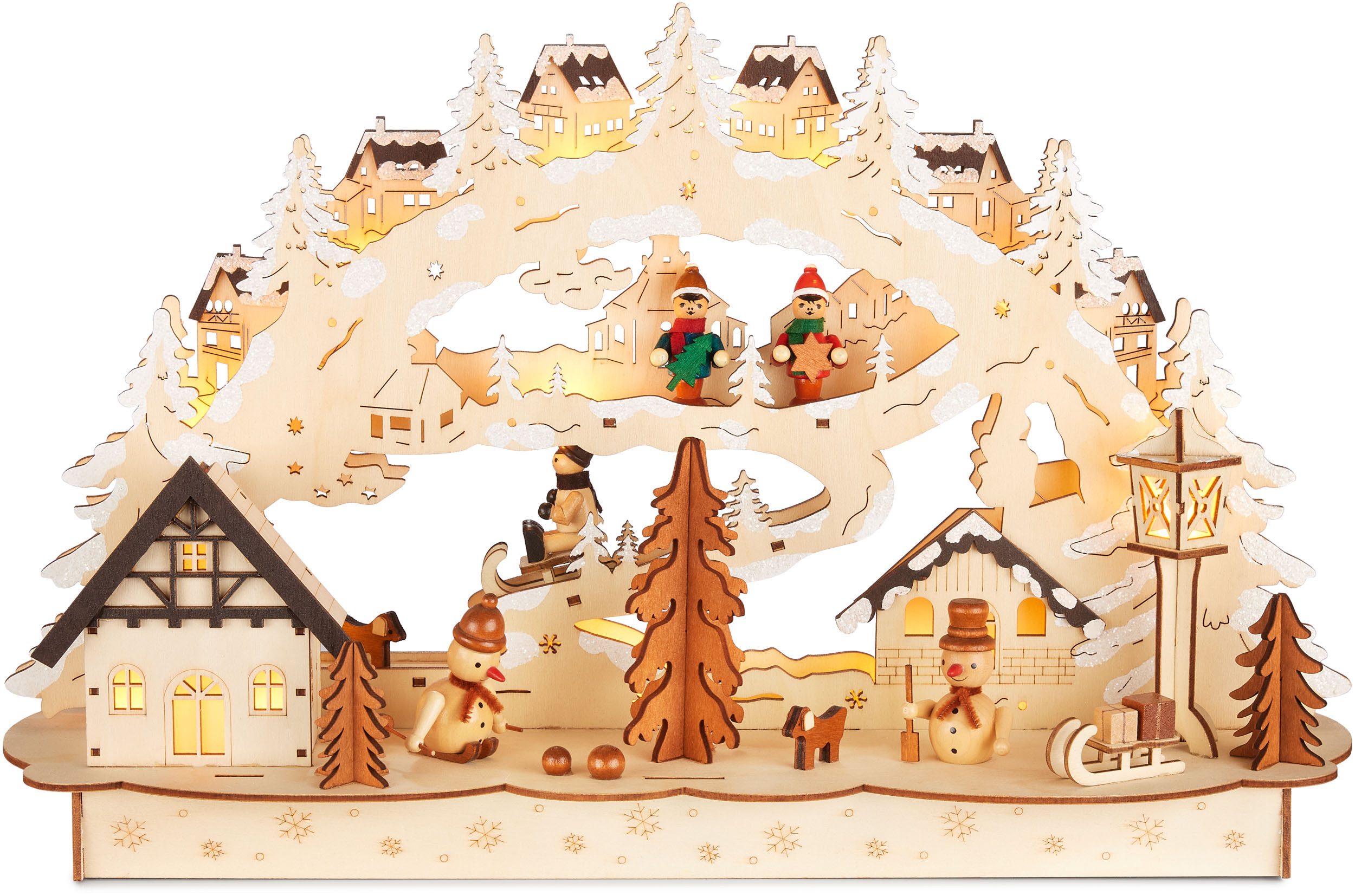 BRUBAKER LED Schwibbogen 3D Lichterbogen - Dorf Winterlandschaft - Holz Wei günstig online kaufen