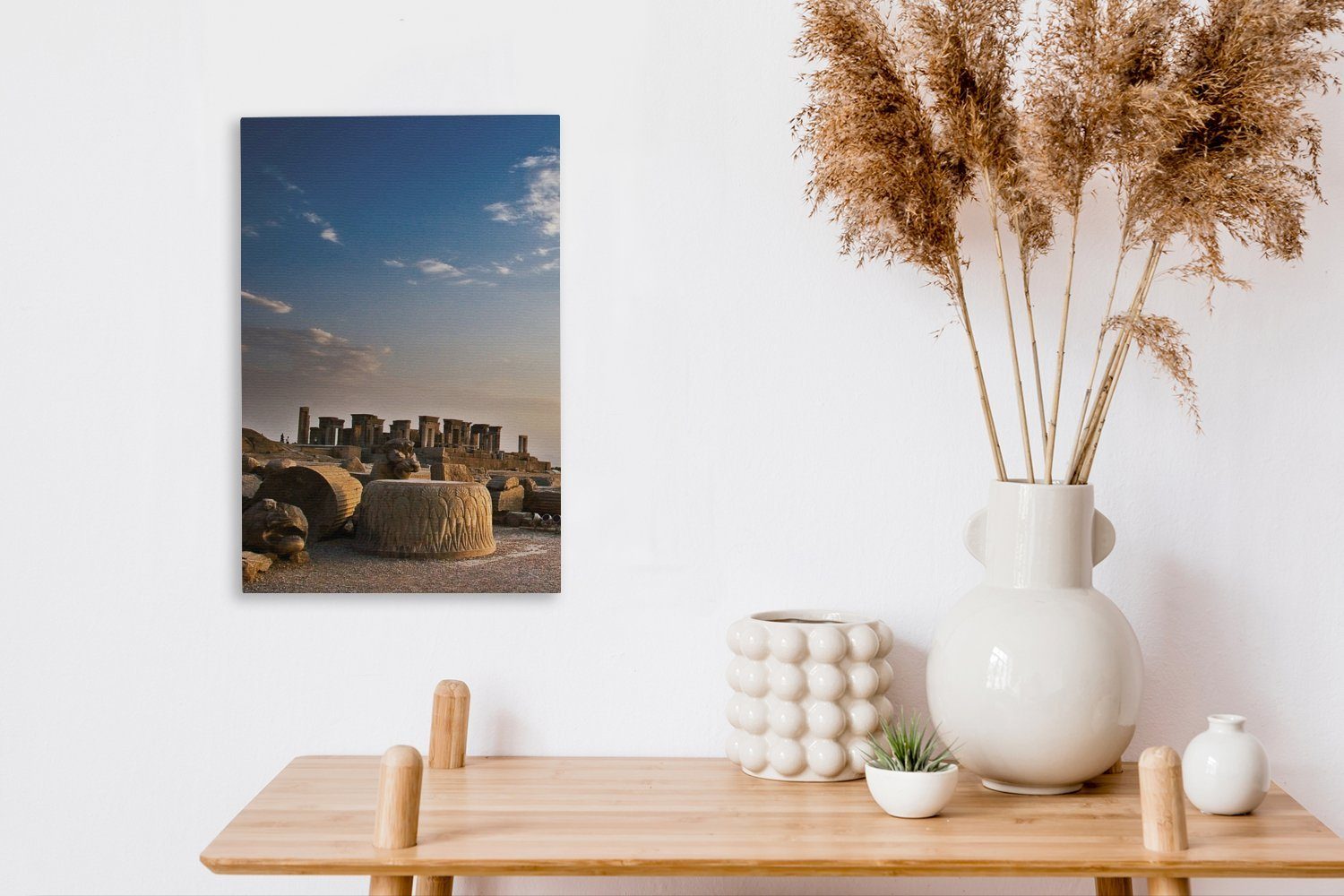 Zackenaufhänger, bespannt Leinwandbild St), Ruinen Sonnenuntergang, inkl. Persepolis iranischen Gemälde, 20x30 bei cm (1 des OneMillionCanvasses® Leinwandbild fertig