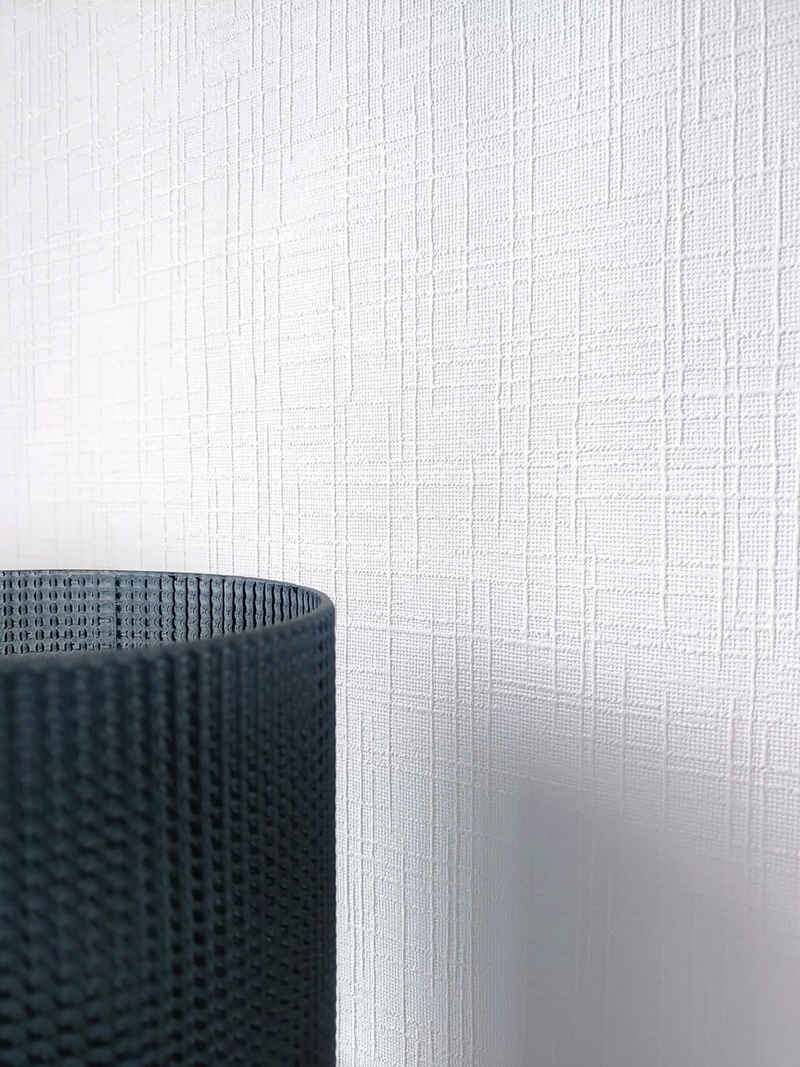 Newroom Vliestapete, Weiß Tapete Uni Überstreichbar - Linien Modern Einfarbig Struktur für Wohnzimmer Schlafzimmer Küche