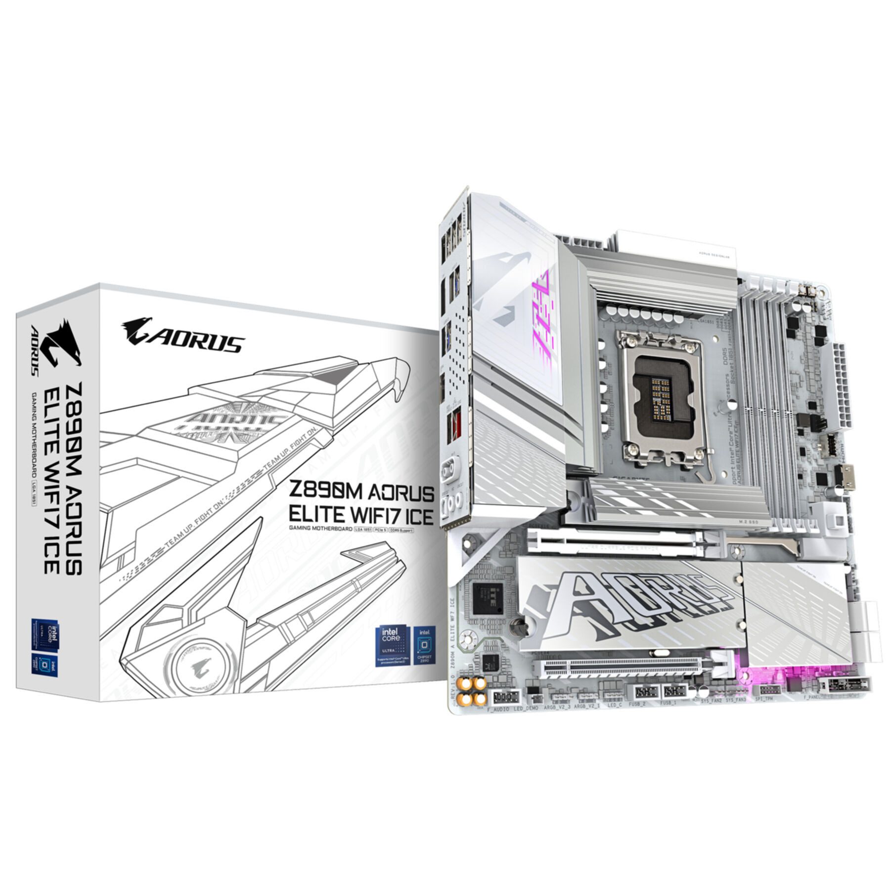 Gigabyte Z890M AORUS ELITE WIFI7 ICE Mainboard - Unterstützt Intel Core Ultra Mainboard