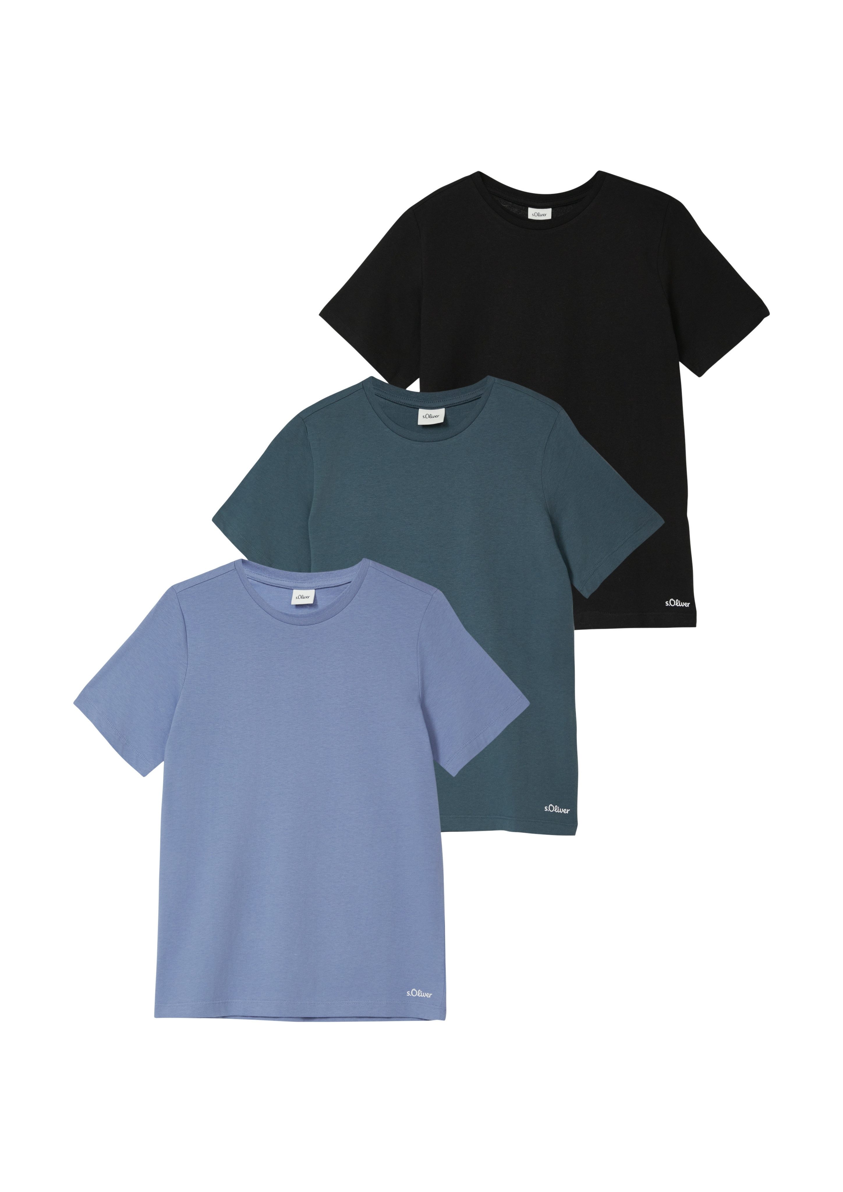 s.Oliver Junior T-Shirt (2-tlg) 3er Pack, unifarben und unisex