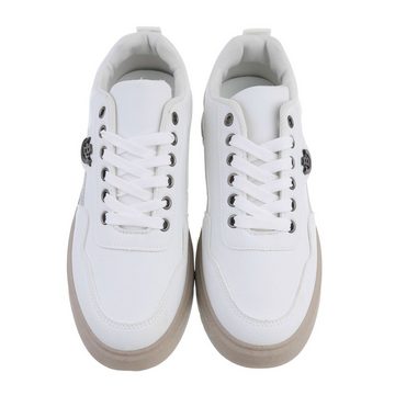 Ital-Design Herren Low-Top Freizeit Sneaker Flach Sneakers in Weiß