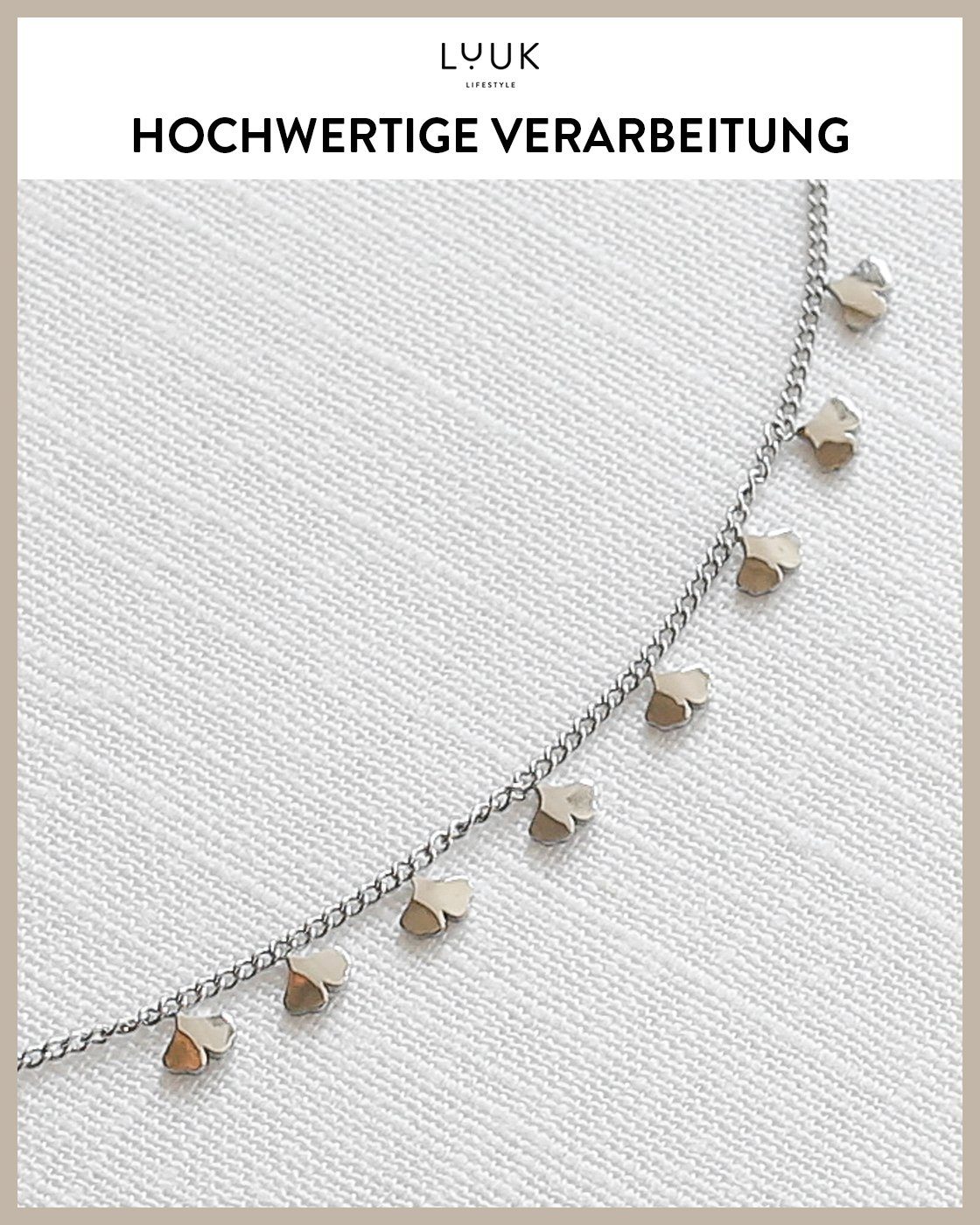 LUUK LIFESTYLE Happiness Spruchkarte Ginkgo, Edelstahlarmband mit Silber