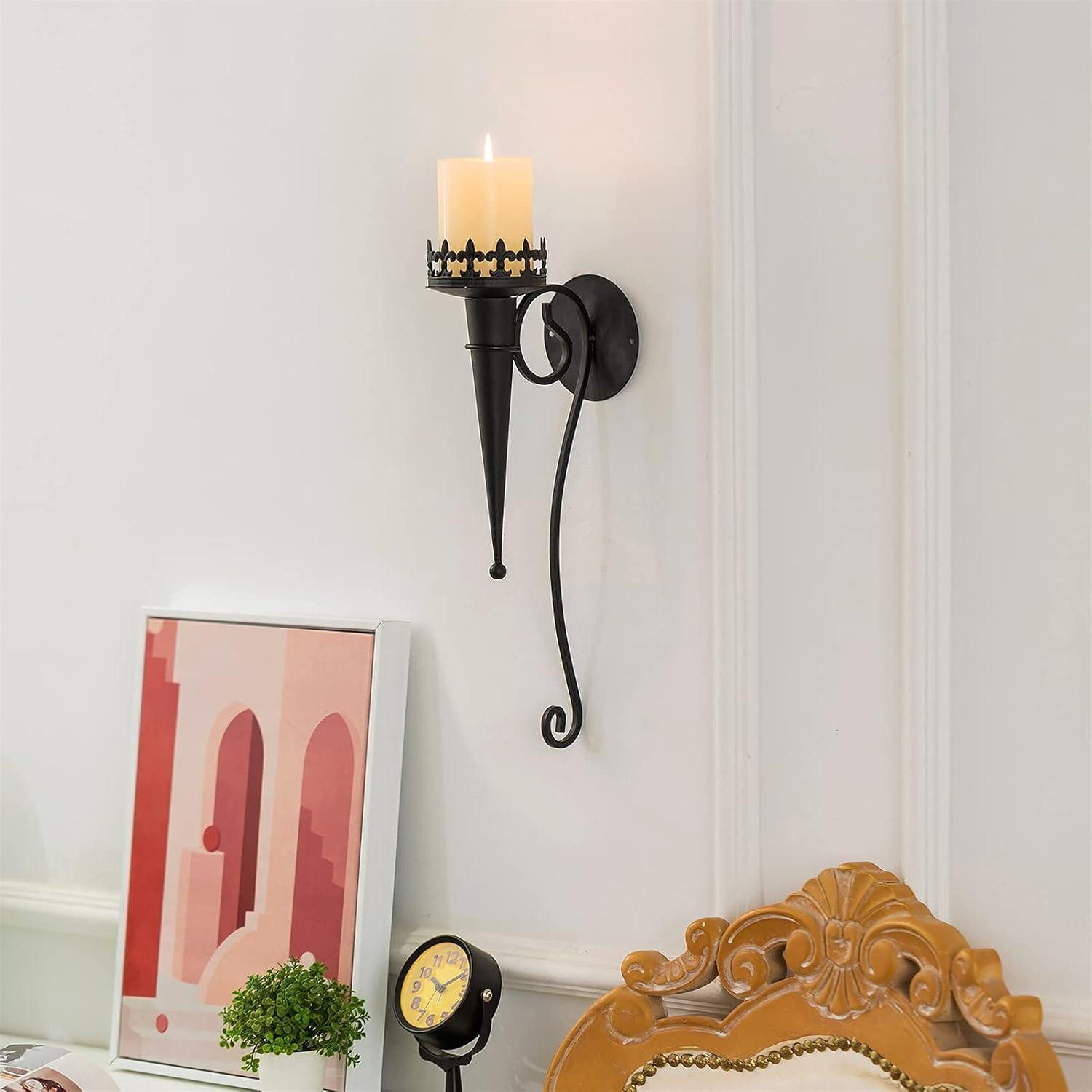 LuxusKollektion Wandkerzenhalter Kerzenhalter Wand Schwarz 2 günstig online kaufen