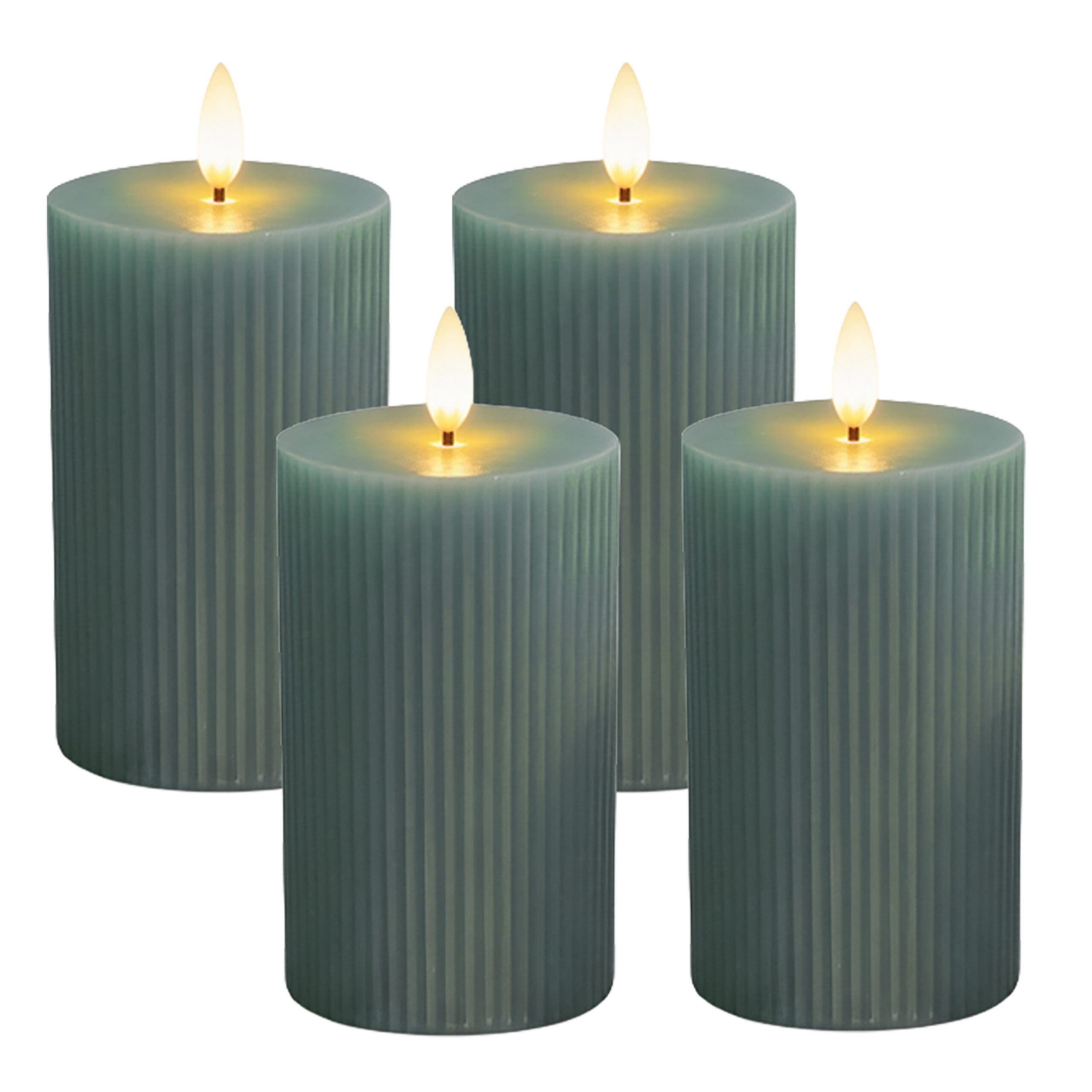 relaxdays LED-Kerze 4er Set 13 cm, Khaki