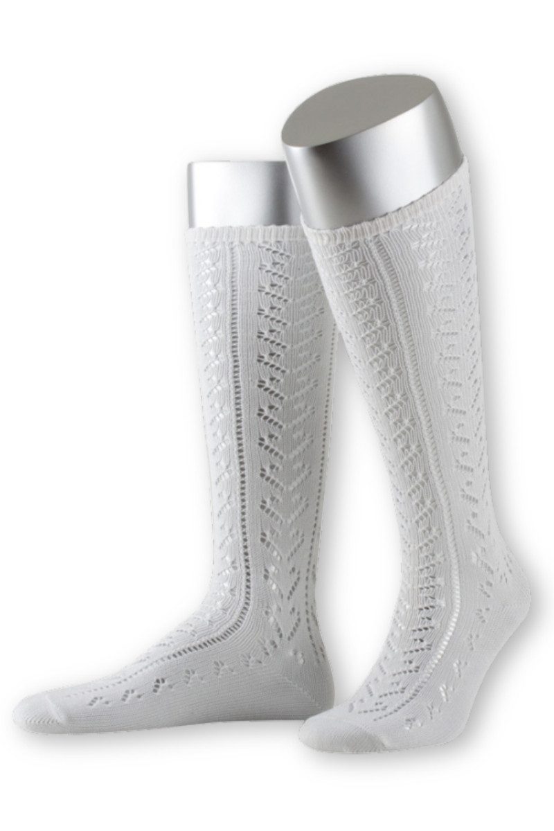 Lusana Trachtensocken Trachtenstrümpfe Damen - L380N - schwarz, weiß
