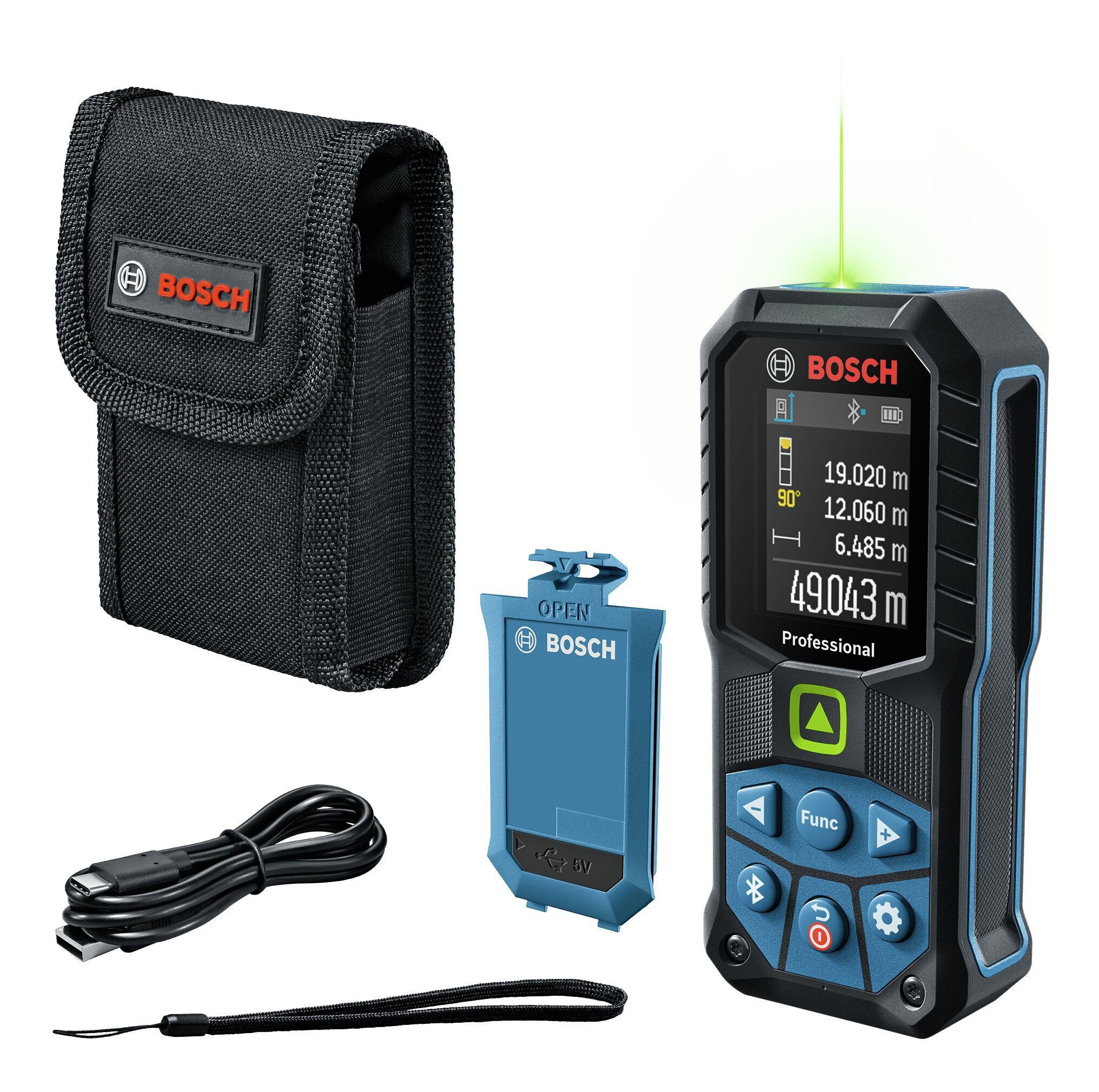 BOSCH Entfernungsmesser GLM 50-27 CG, Laser mit Schutztasche & BA 3,7V 1 Ah