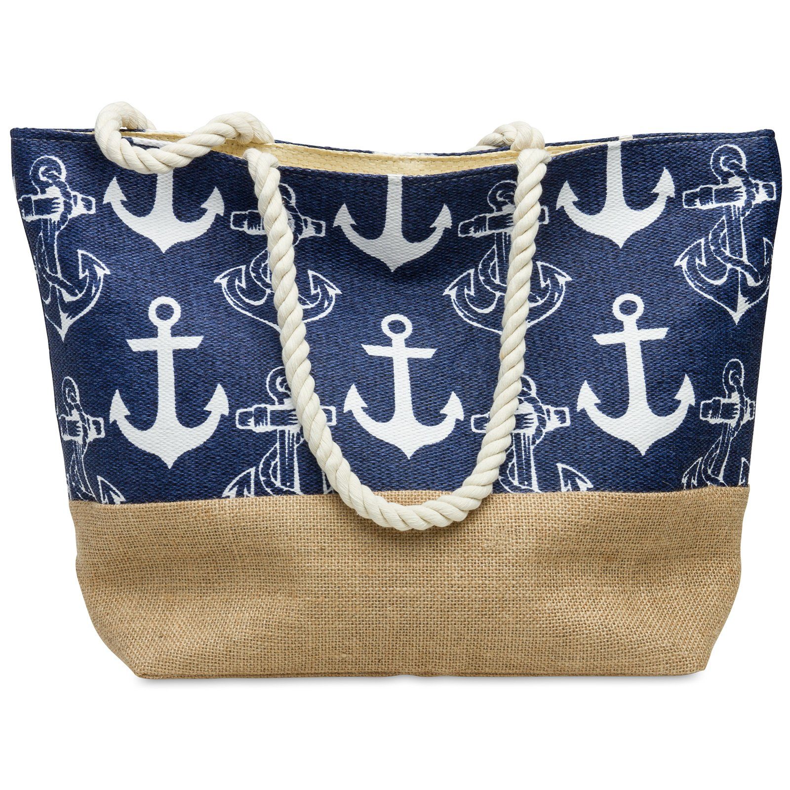Caspar Strandtasche TS1034 Damen Strandtasche mit Anker Muster günstig online kaufen