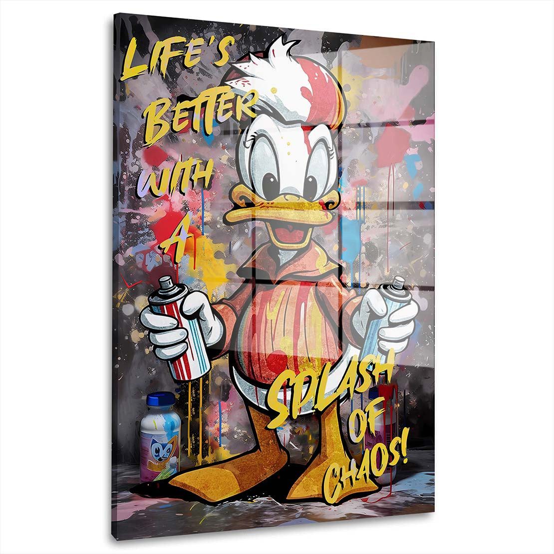 Artedinoi Acrylglasbild Graffiti Pop Art Duck Acrylglas Wandbild Bild Wanddeko Wohnzimmer XL
