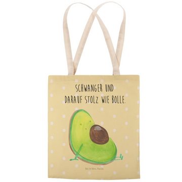 Mr. & Mrs. Panda Tragetasche Avocado Schwangerschaft - Gelb Pastell - Geschenk, Babyparty, Baumwol (1-tlg), Robust & Belastbar
