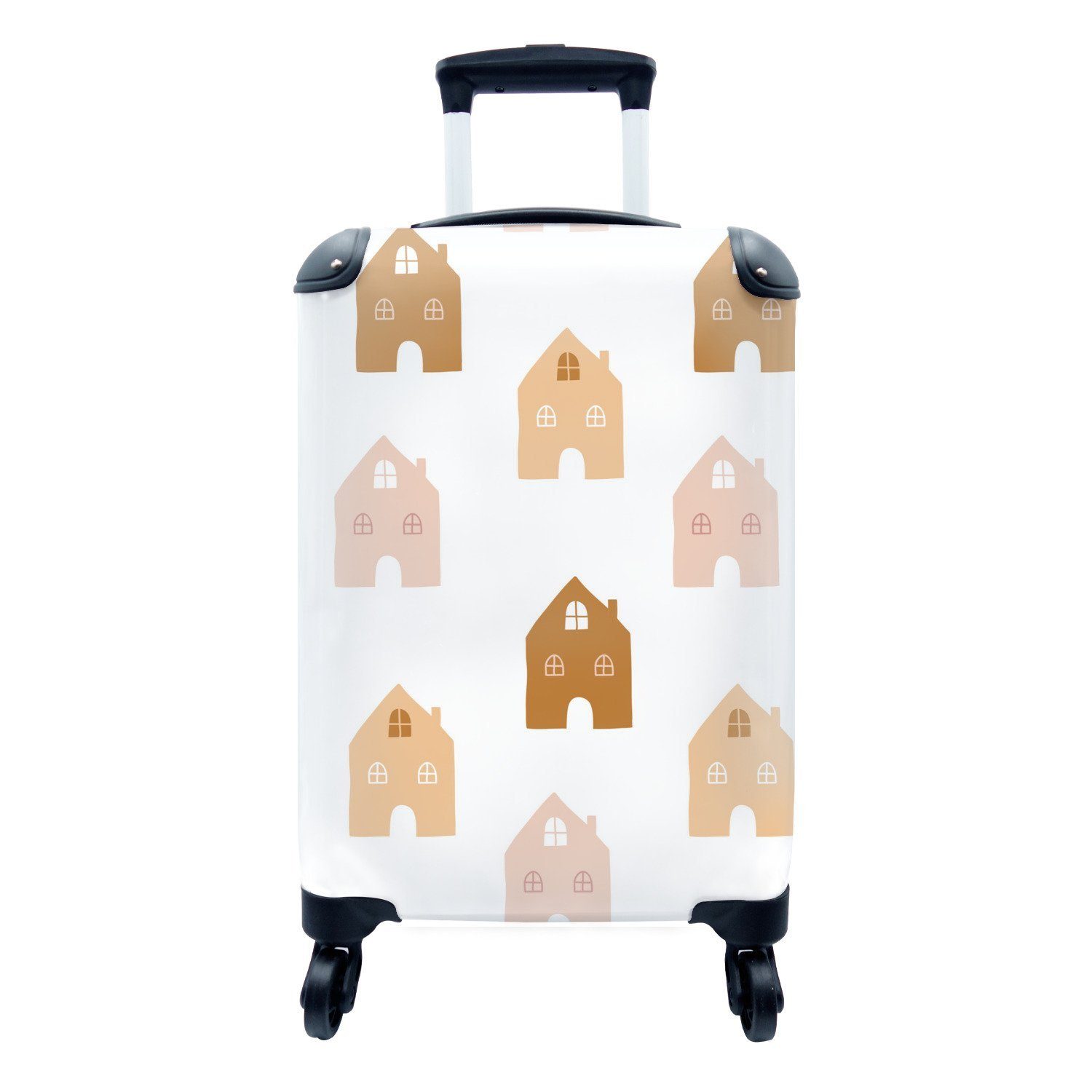 MuchoWow Handgepäckkoffer Kinder - Haus - Muster, 4 Rollen, Reisetasche mit rollen, Handgepäck für Ferien, Trolley, Reisekoffer