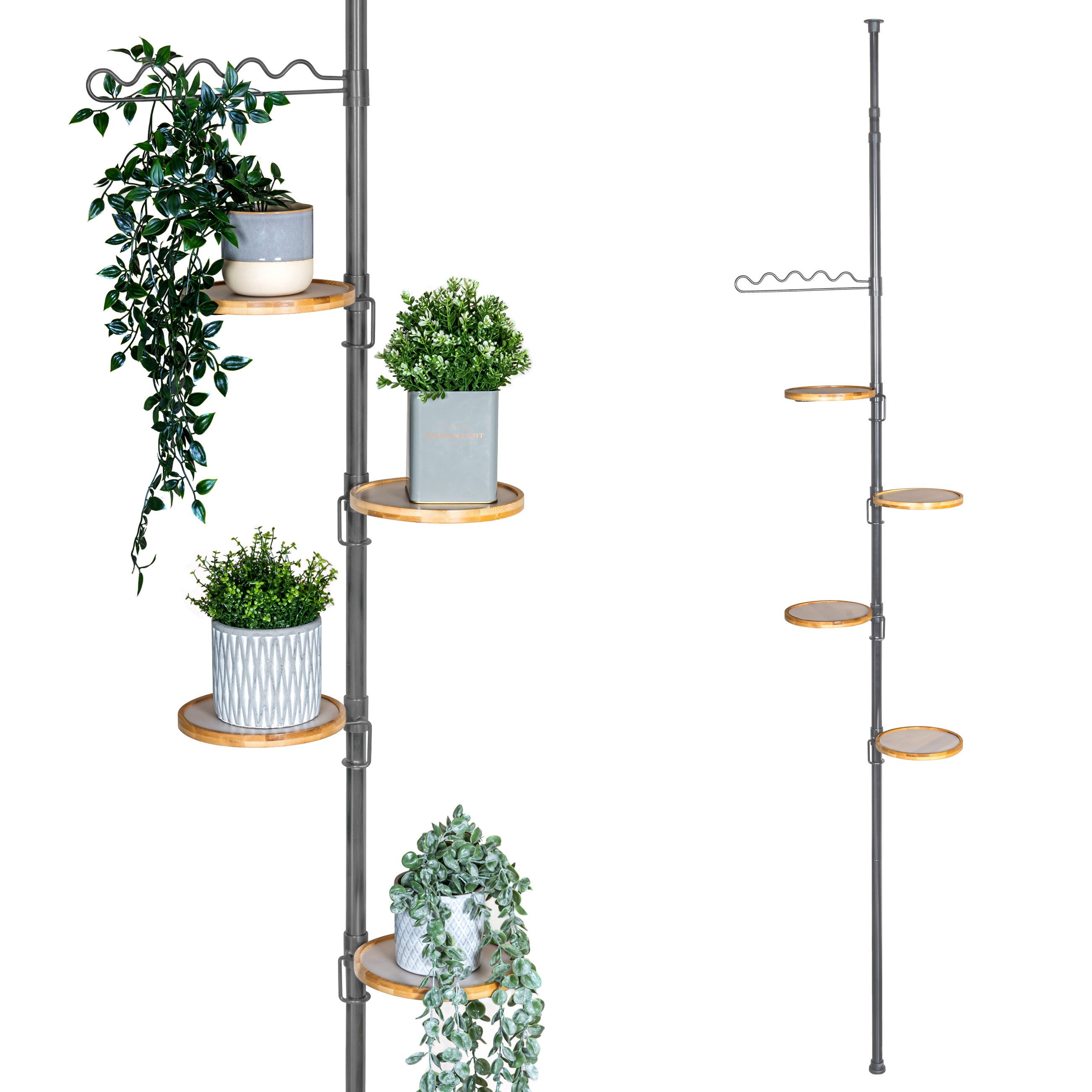 bremermann Blumenstnder Teleskop-Blumenregal mit 4 Bambus-Ablagen,  Blumensule