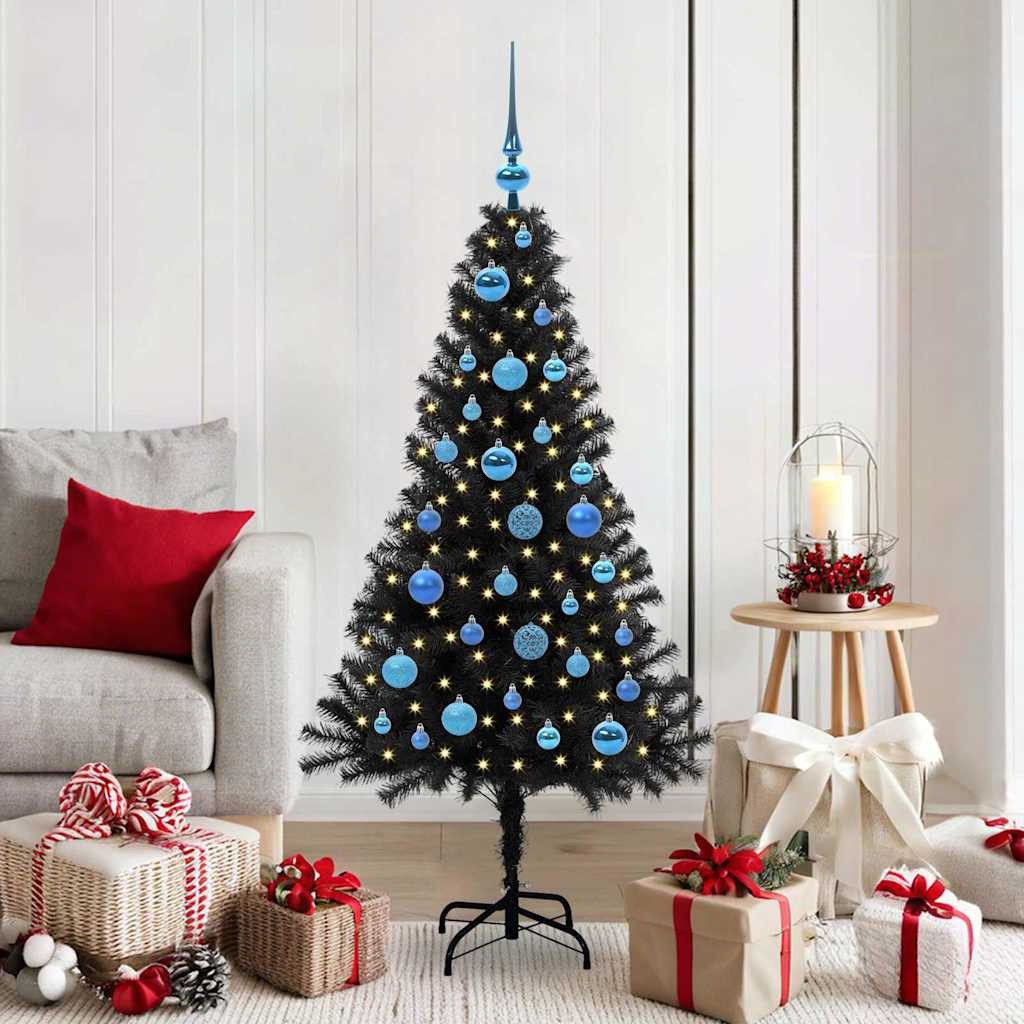vidaXL Künstlicher Weihnachtsbaum Weihnachtsbaum Schwarz 150 cm PVC