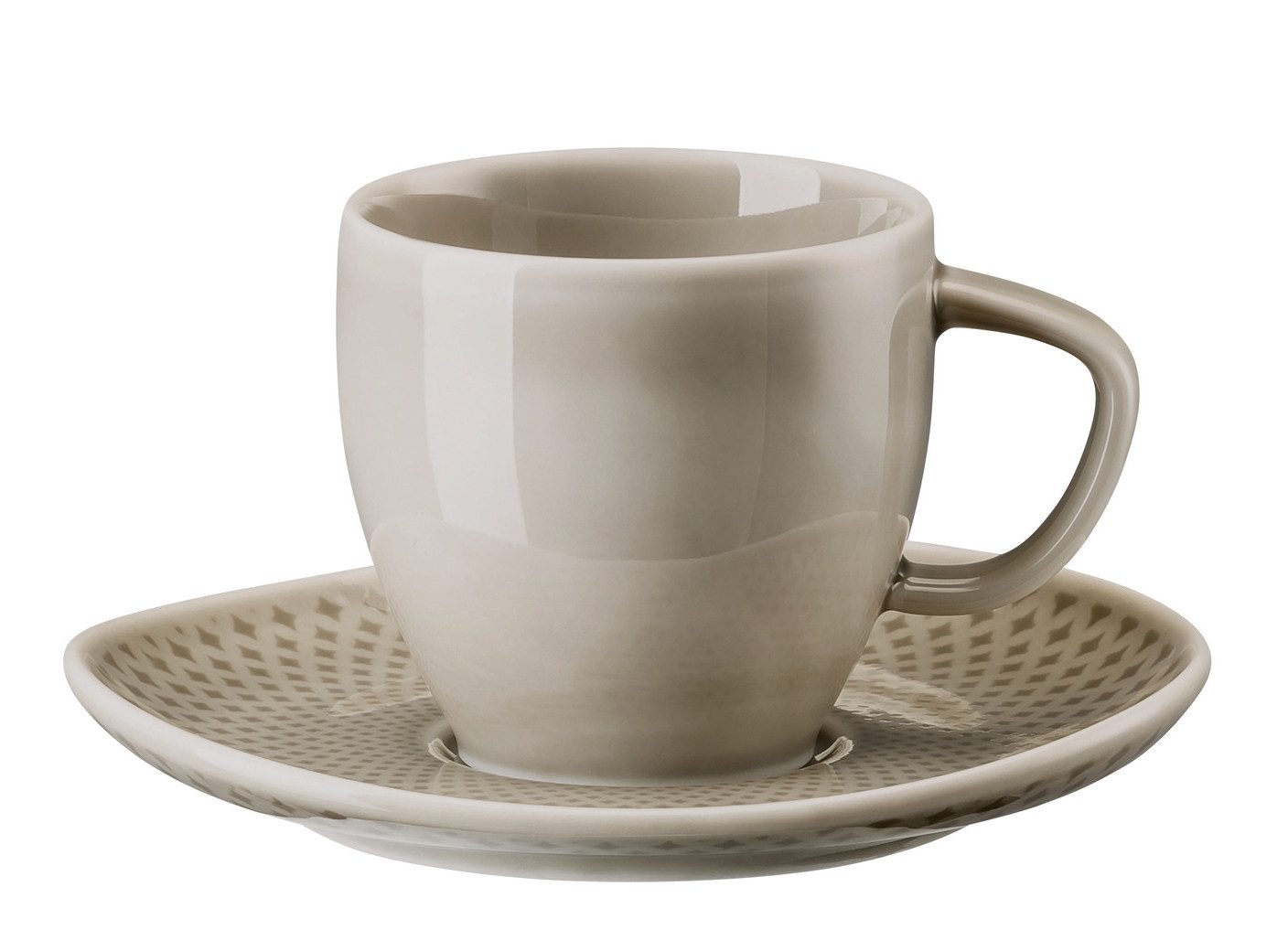 Rosenthal Espressotasse Junto Pearl Grey Espressotasse mit Untertasse, Porzellan