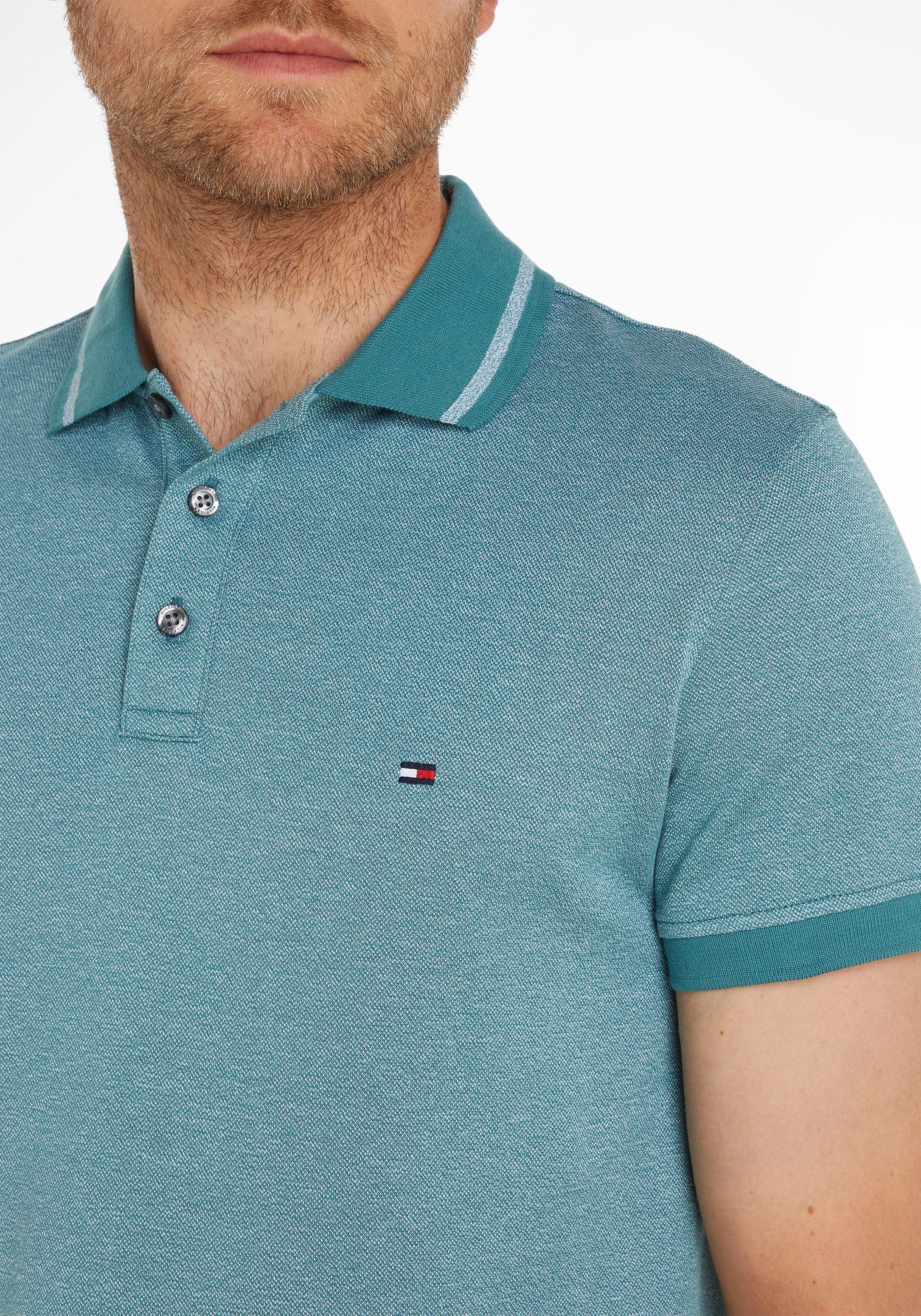 Tommy Hilfiger Poloshirt PRETWIST MOULINE Green/White Frosted Mouline-Optik TIPPED in POLO