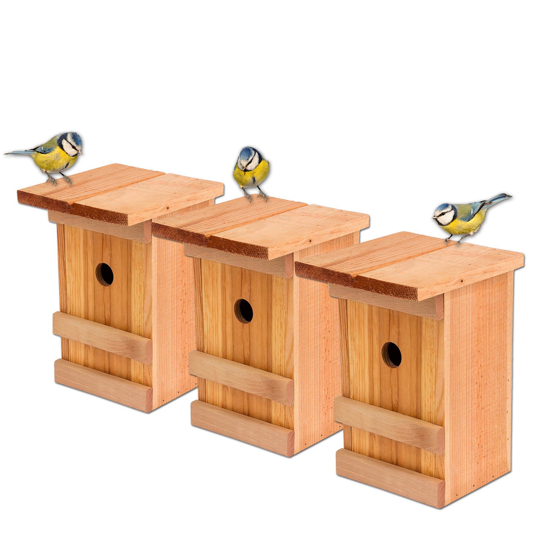 BigDean Vogelhaus 3x Meisennistkasten Massivholz 25,5x16x17cm günstig online kaufen