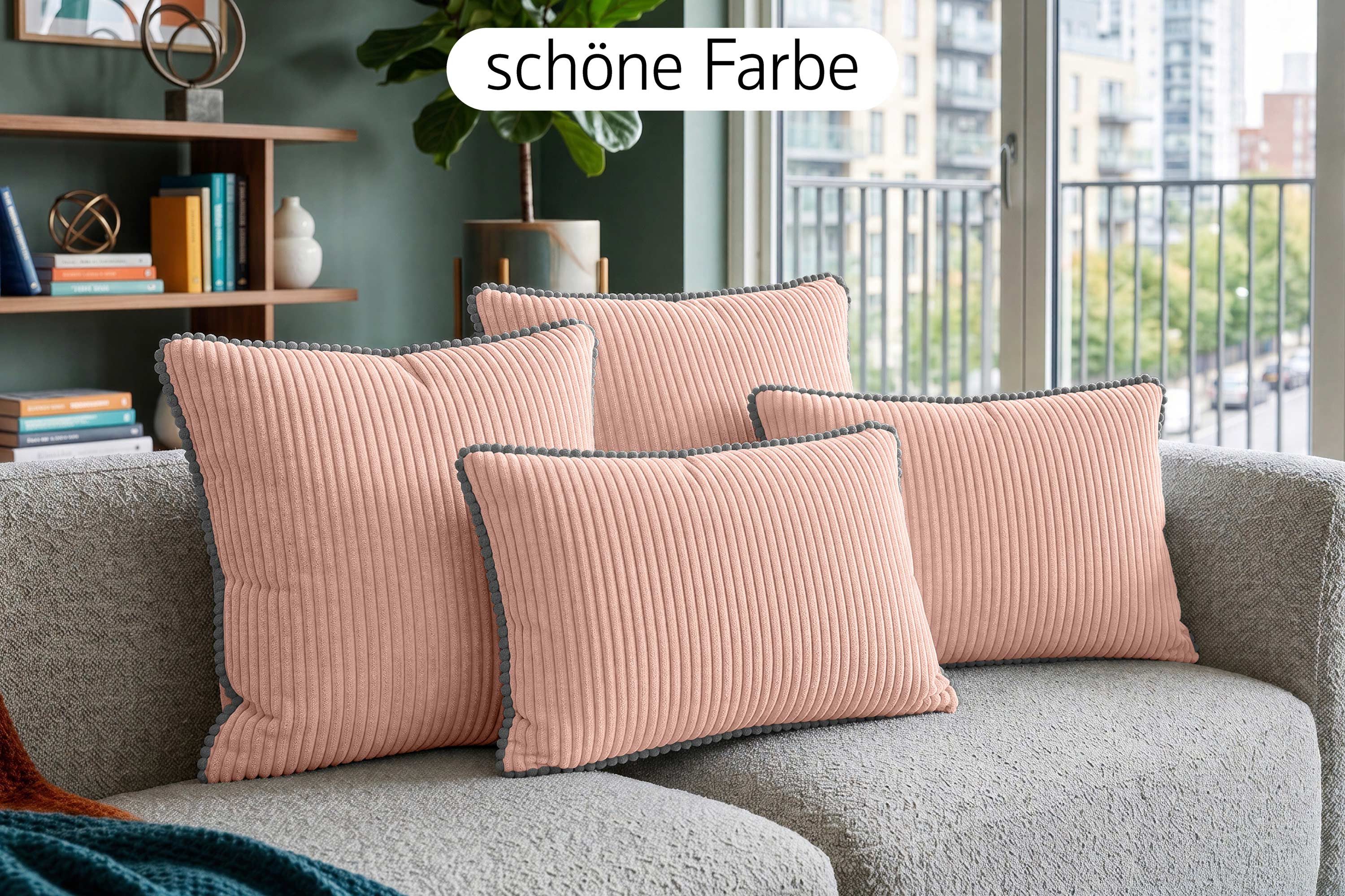 Amilian Dekokissen Sofakissen 4er Set mit Füllung 2x 40x40 cm + 2x 35x45 cm, Hotelverschluss Sofakissen Zierkissen – Bild 2 von 5