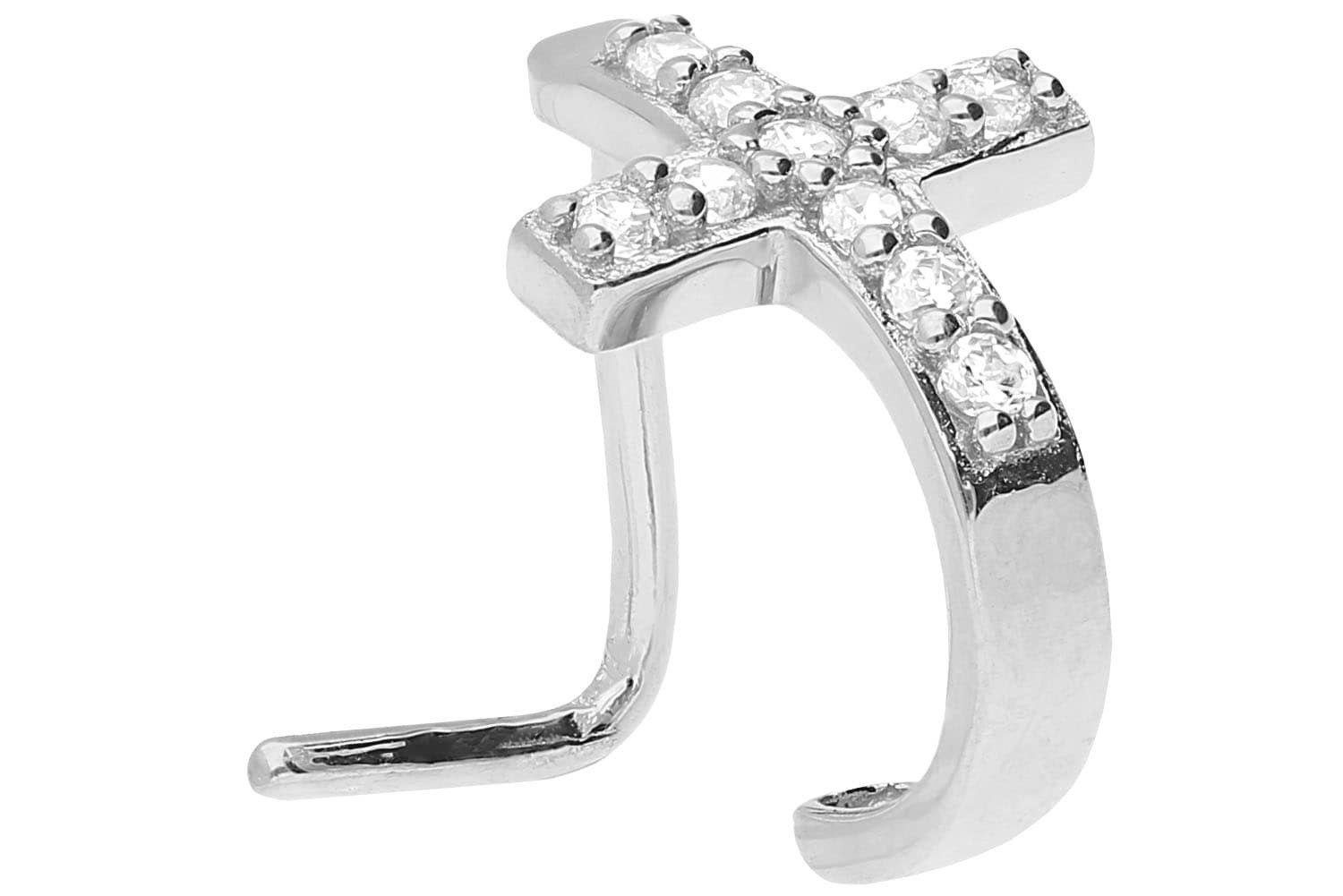 PIERCINGLINE Nasenpiercing Chirurgenstahl Nasenstecker KRISTALLKREUZ (Nasenstecker, 1-tlg)