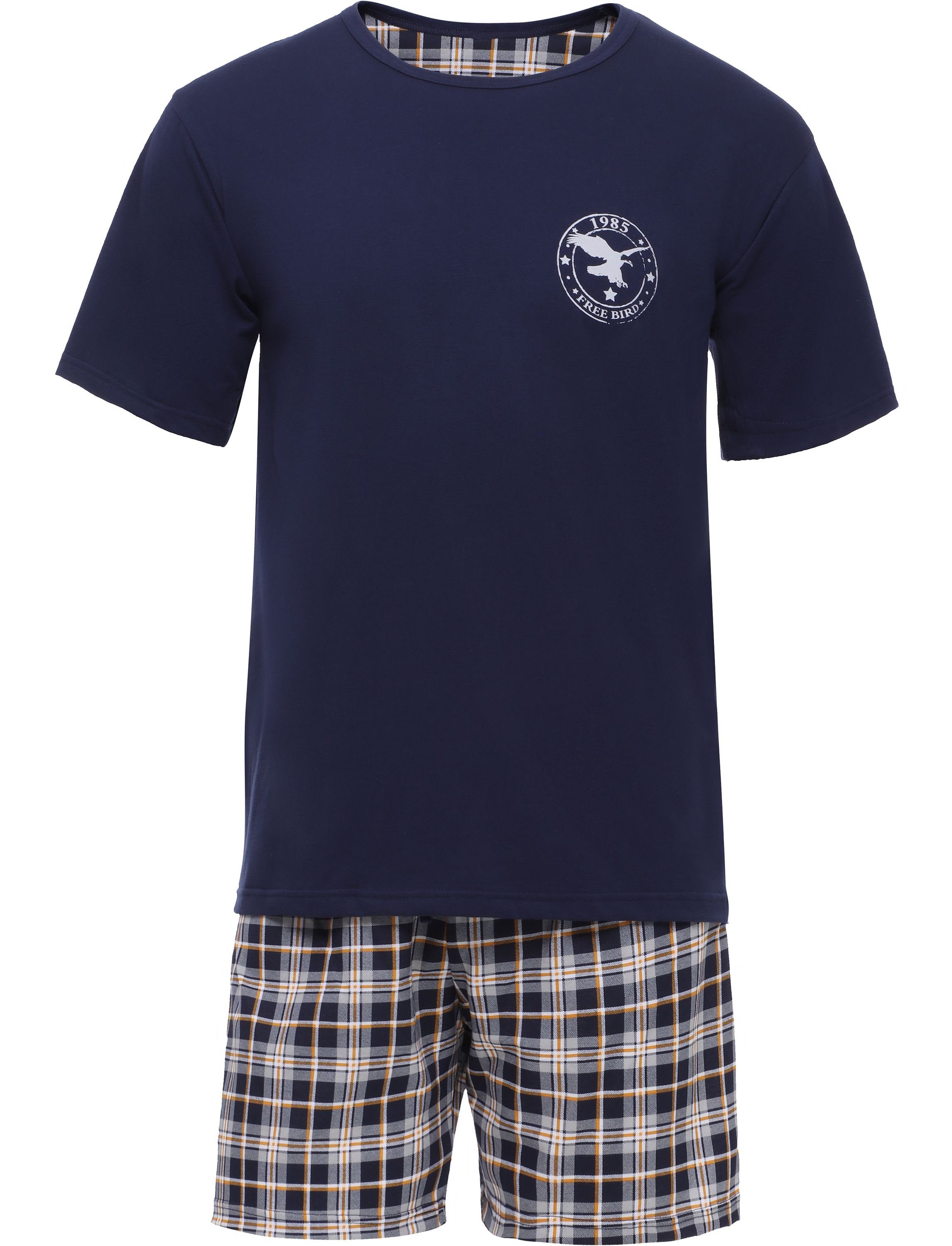 Timone Schlafanzug Herren Schlafanzug TI30-108 Marineblau/Kariert1 | Pyjamas