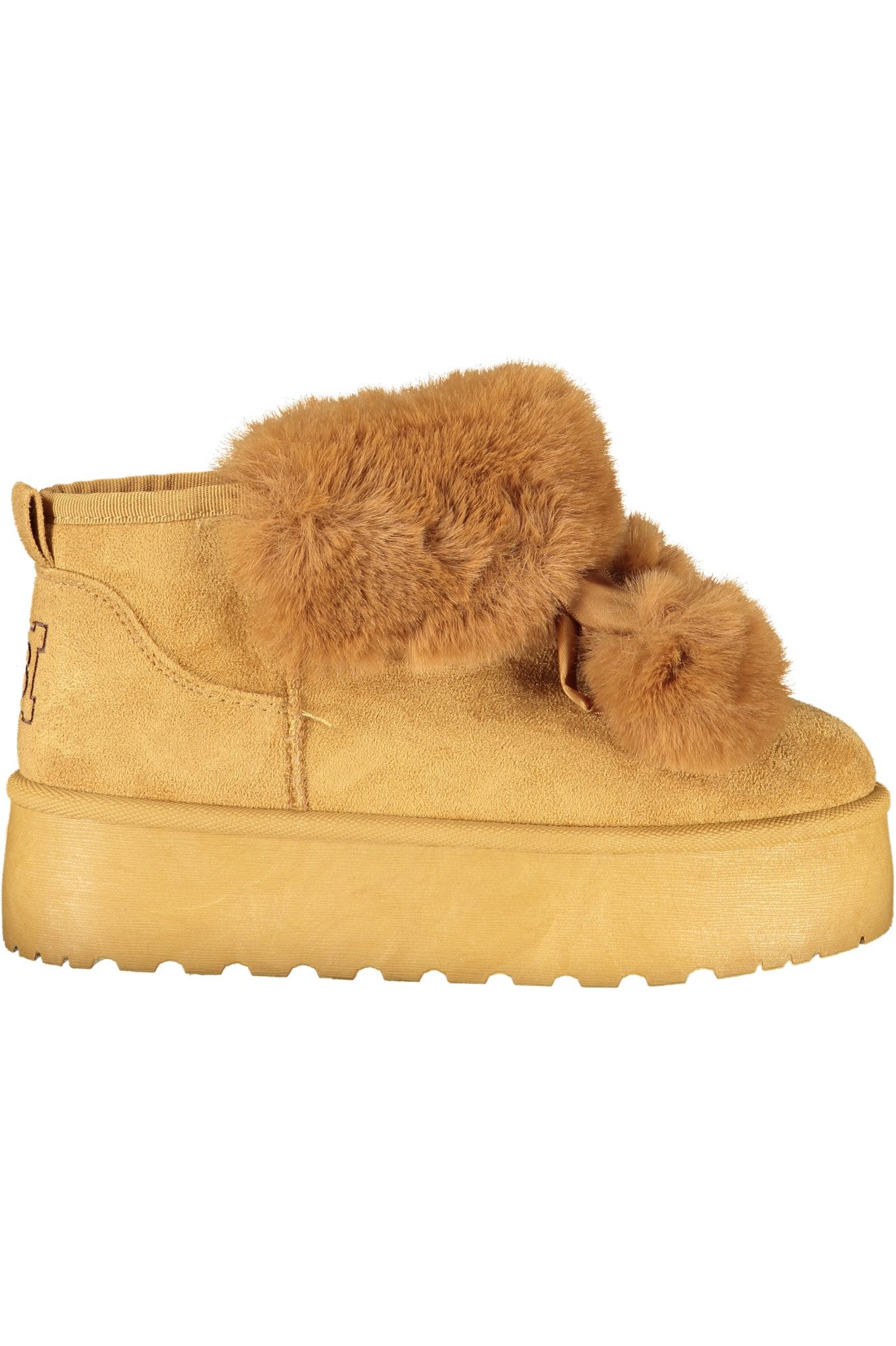 Laura Biagiotti Stiefelette Damenstiefel Braun mit Fell, Pom Pom, Stickerei &