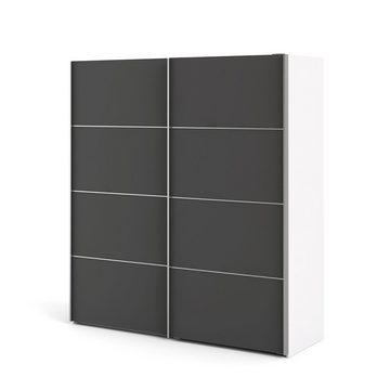 ebuy24 Kleiderschrank Veto Schiebetürenschrank 2 Türen breit 150cm weiss, mattschwarz