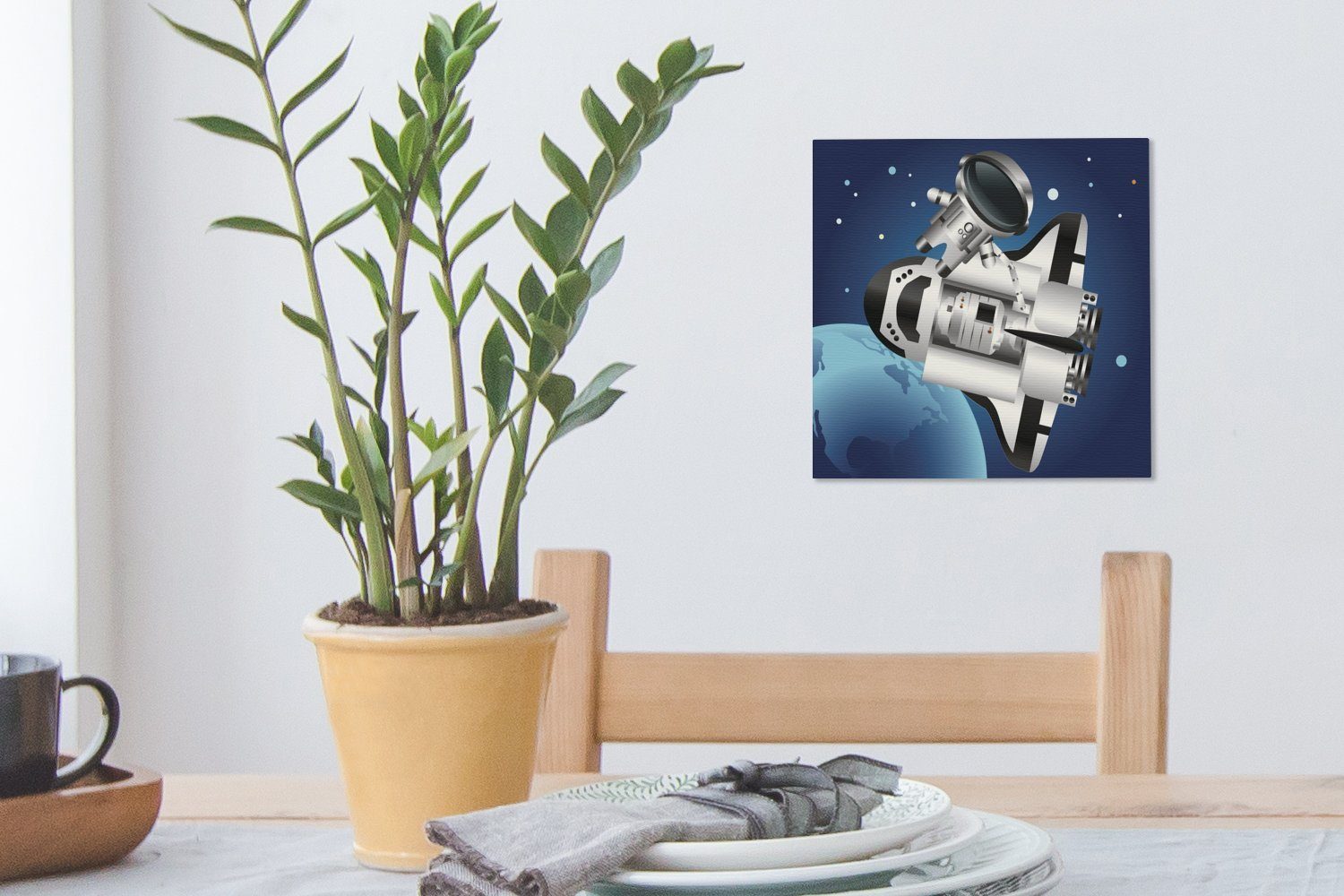 OneMillionCanvasses® Leinwandbild Eine Schlafzimmer Illustration (1 St), Wohnzimmer Bilder für Weltraum, im Leinwand einer Raumfähre