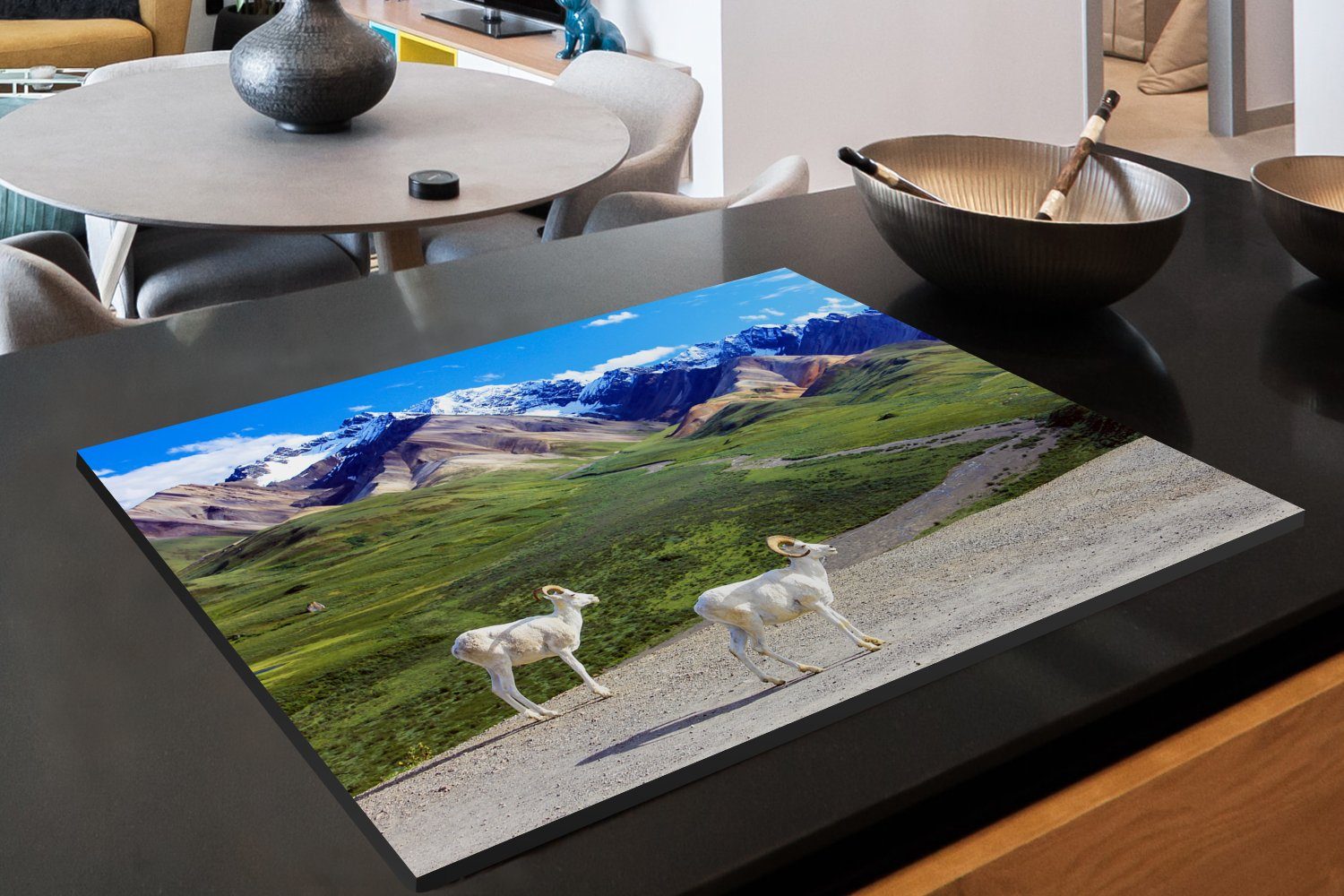die (1 Schafe Schutz Herdblende-/Abdeckplatte Vinyl, Berglandschaft, Denali-Nationalpark Nordamerika tlg), MuchoWow Induktionskochfeld für 81x52 mit küche, in einer im Ceranfeldabdeckung cm,