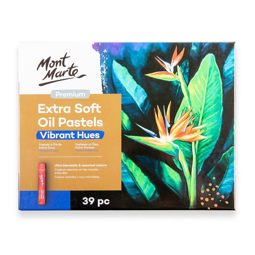 Mont Marte Pastellkreide - Extra weiche Ölpastellkreide Set- Lebendige Farben 39 / 52 / 72 Stk., - Für brillante Kunstwerke - Ideal geeignet für Anfänger & Profi