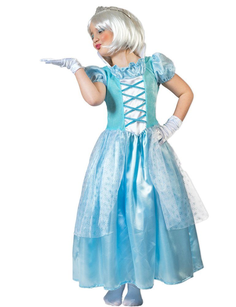 Funny Fashion Prinzessin-Kostüm Eisprinzessin Kostüm "Jasmina" für Mädchen - Hellblau, Märchen Kinderkostüm Schneekönigin Eiskönigin