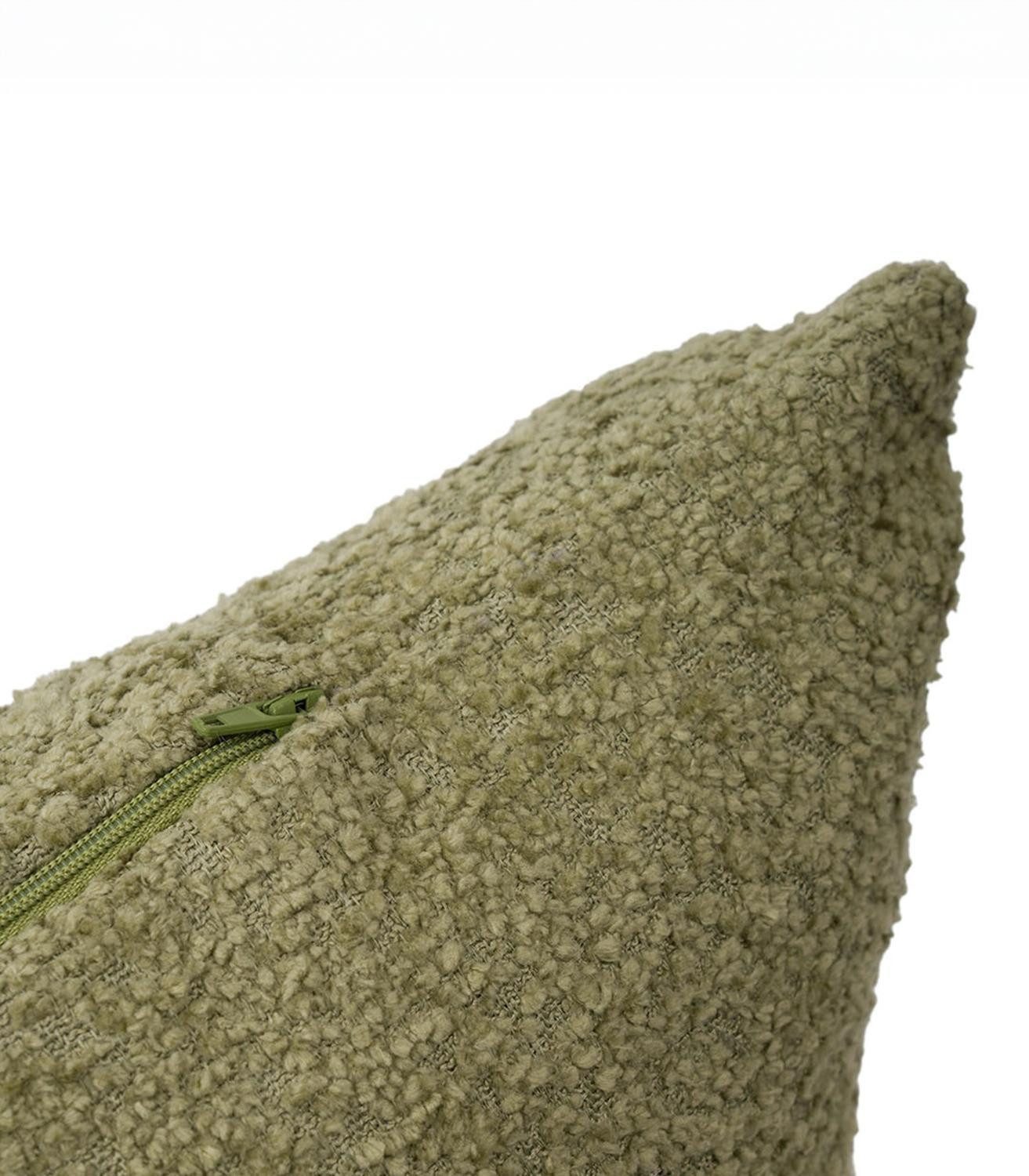 Gözze Kissenhülle CORALI, 40 x 60 cm, Olivgrün, Boucleoptik, (1 Stück), Polyester, mit Reißverschluss – Bild 3 von 3