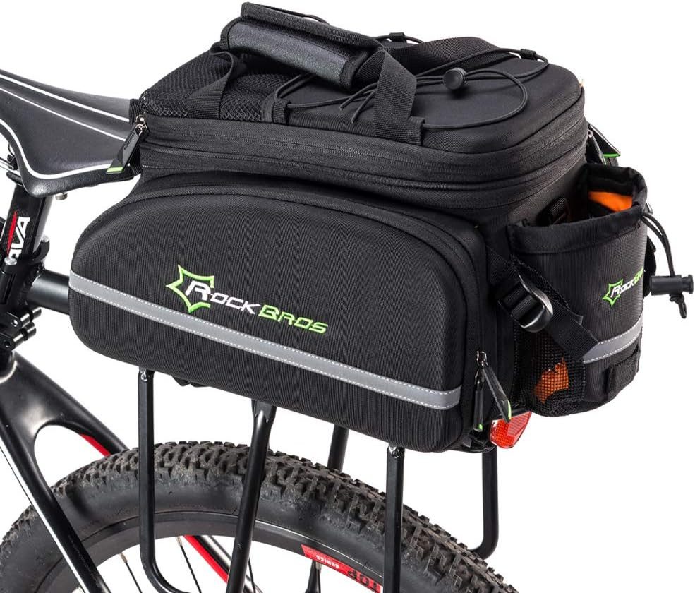 ROCKBROS Fahrradtasche Fahrrad Gepäckträgertasche, erweiterba, mit Trennwand, Reflektierender Streifen