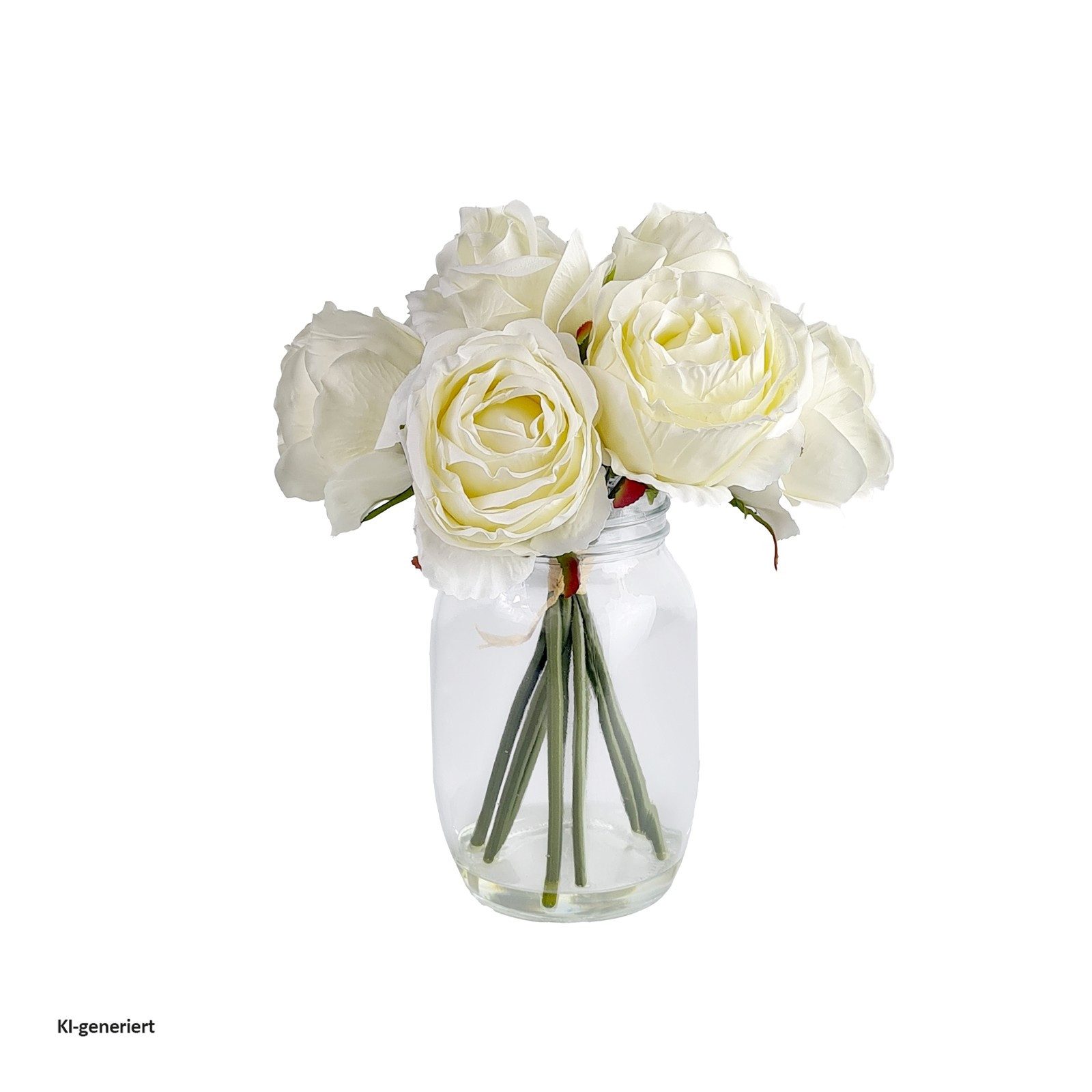 Kunstblume Rosenstrauß mit Vase Weiß, HTI-Living, Höhe 31 cm, Blumenstrauß