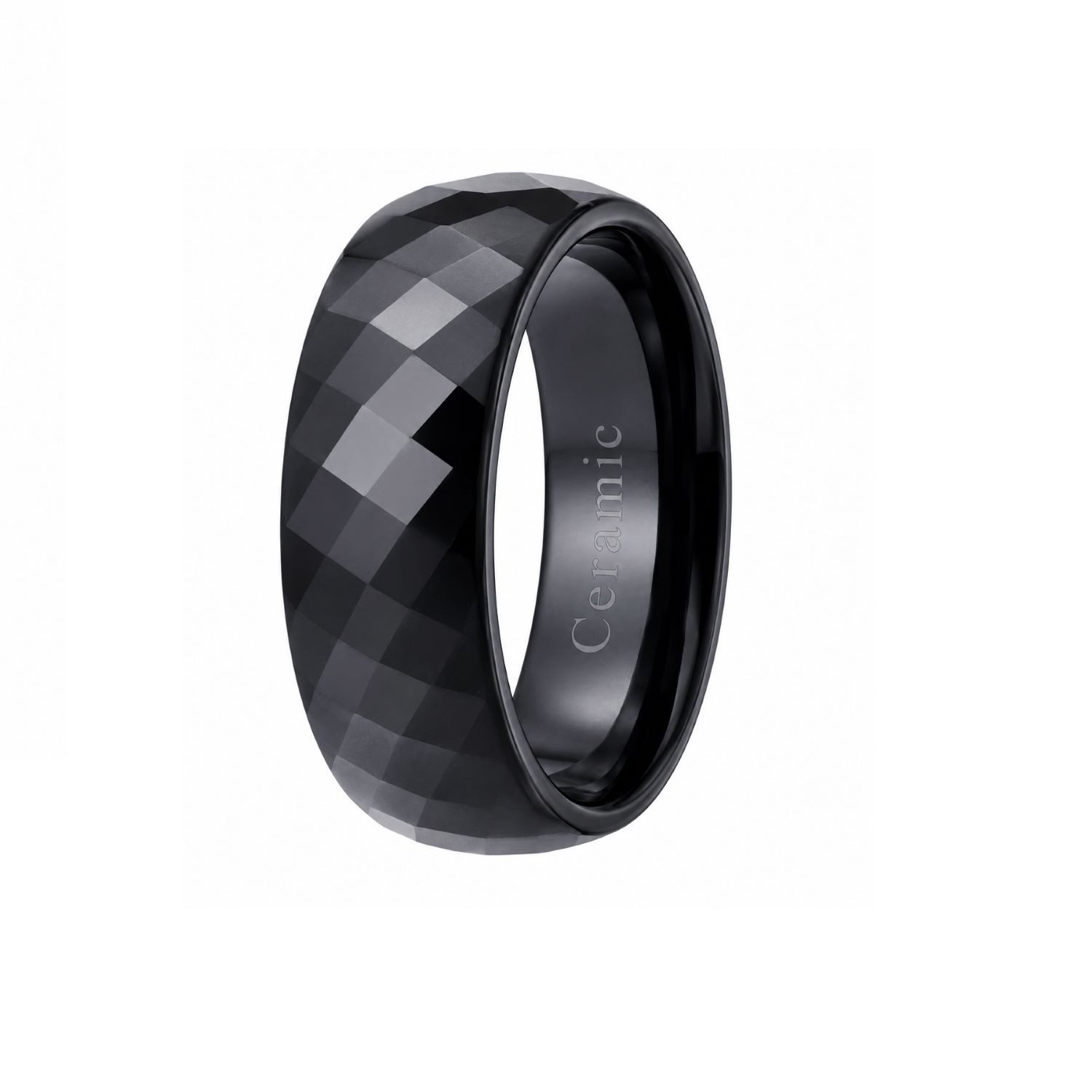 Kingka Partnerring Ceramic facettiert IP schwarz glänzend, Zu Kleid, Hoodie, Jeans, Sneaker! Büro, Urlaub, Party, Geschenkidee