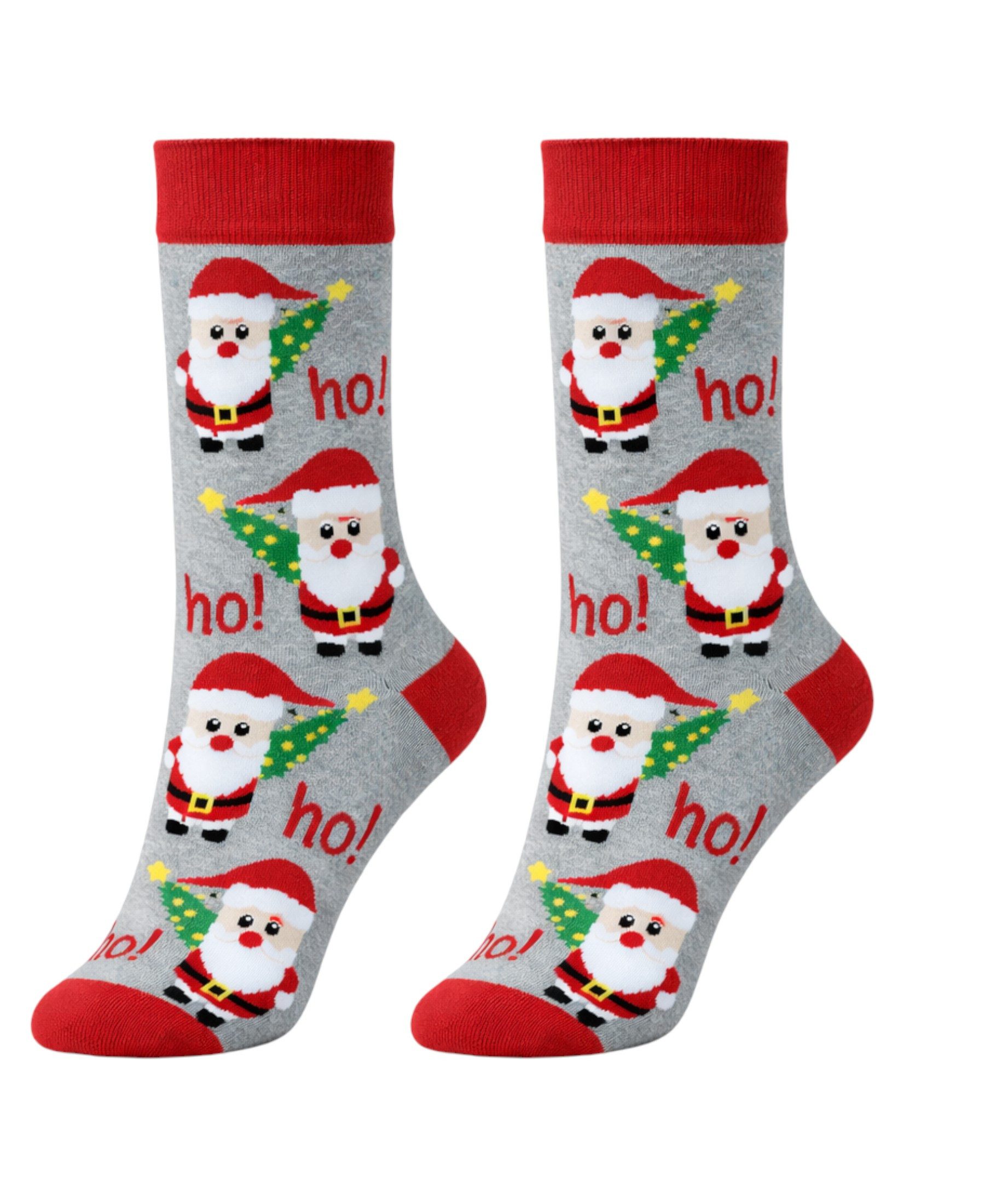 fashionshowcase Socken Santa-Claus Weihnachtssocken 3er Pack, Baumwollsocken mit Motiv, 36–41 (3-Paar, 3er-Pack) festliche Motive, elastische Passform, hautfreundliches Material