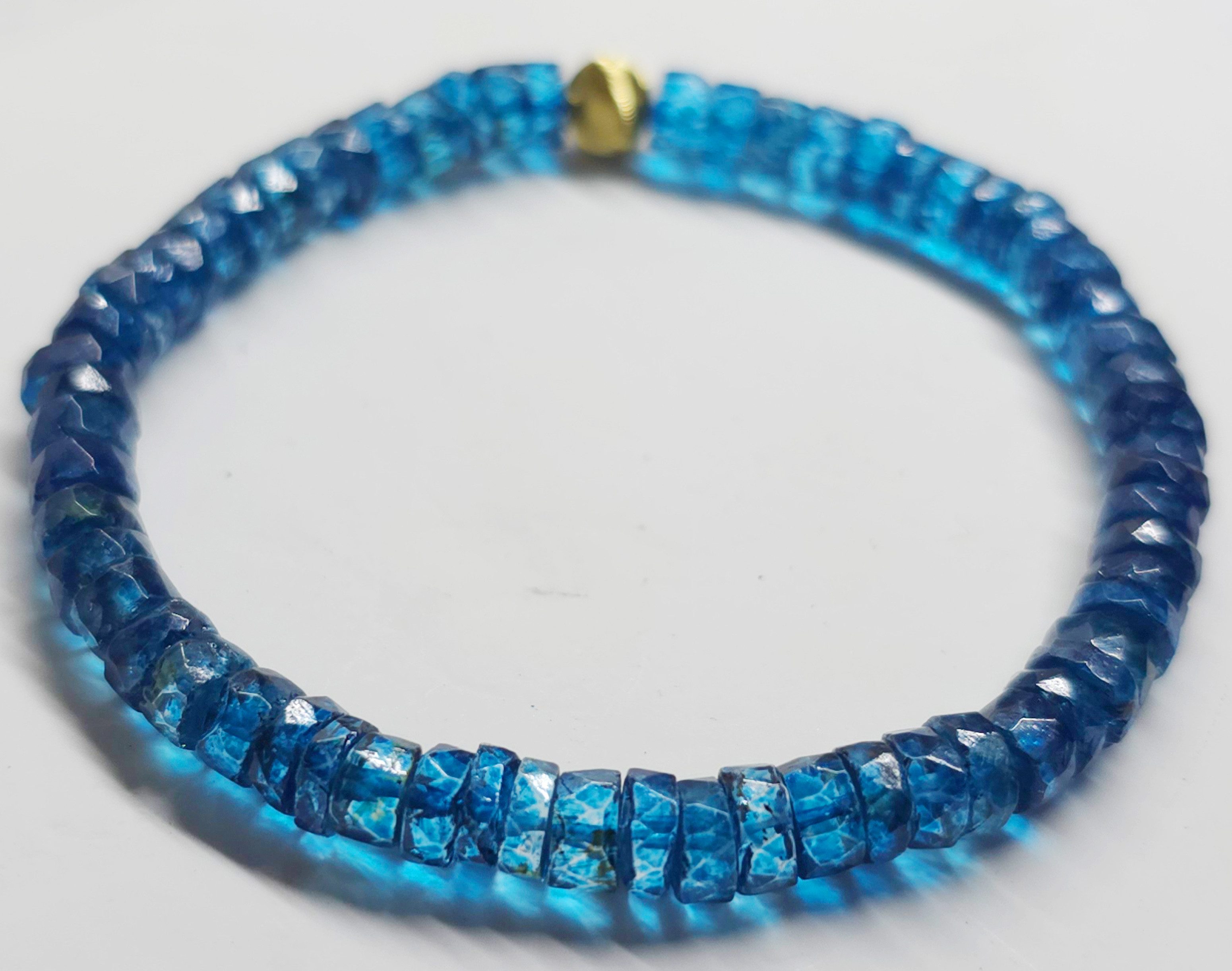 GOLDEN Armband London Blautopas Armband 6–6,5 mm, 14K Gold Filled, Elastisch