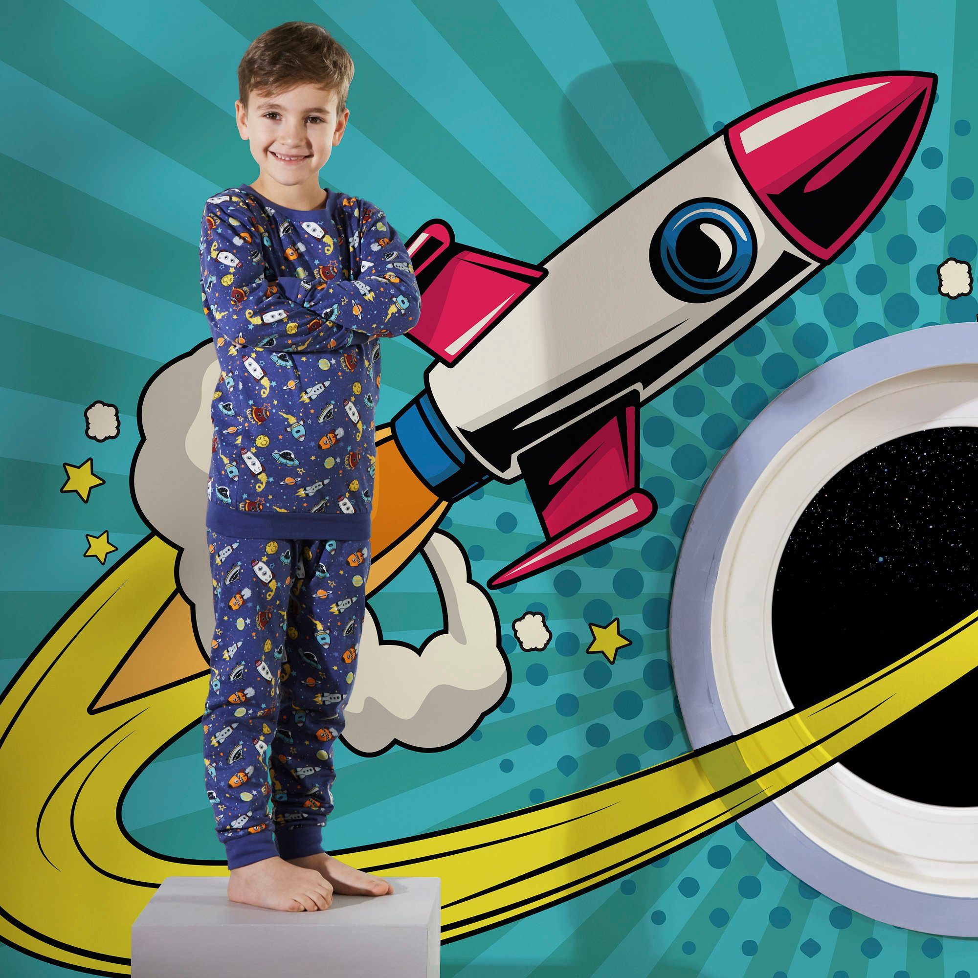 Erwin Müller Pyjama Kinder-Schlafanzug gemustert Single-Jersey
