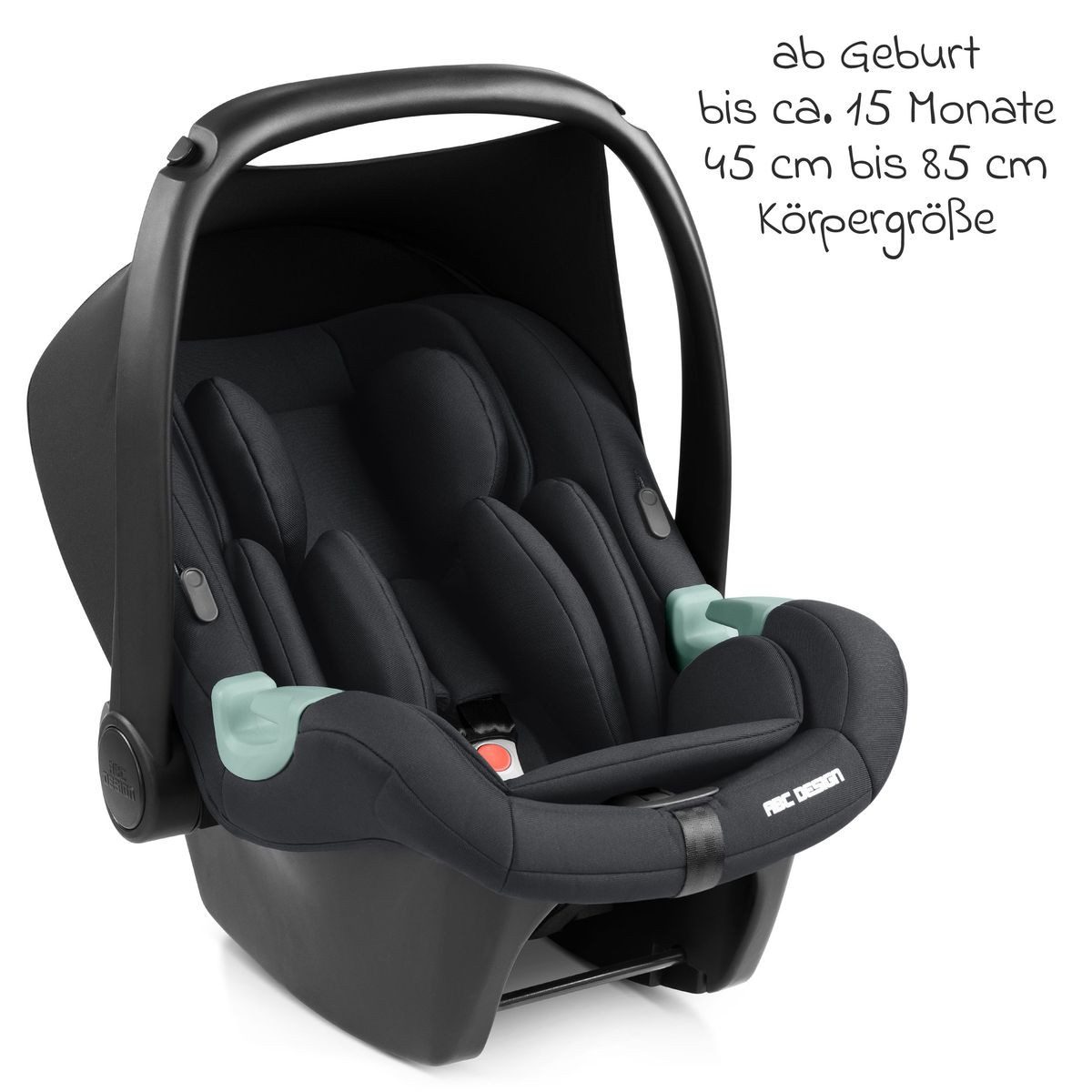 ABC Design Babyschale Tulip i-Size - Black, Baby Autositz Gruppe 0+ - ab Geburt - 15 Monate (45 cm - 85 cm)