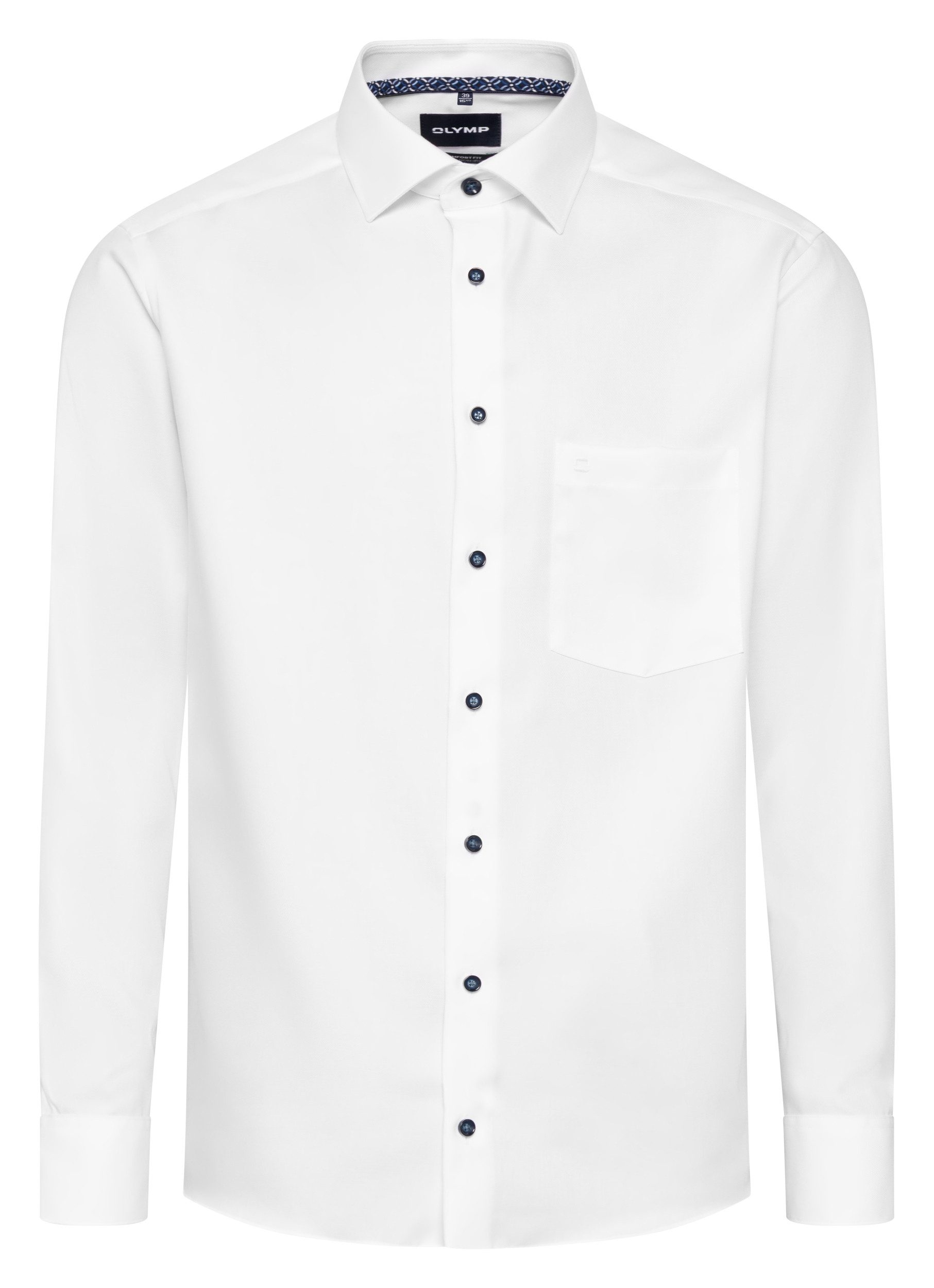 OLYMP Businesshemd Luxor Comfort Fit New-Kentkragen kontrastfarbene Details an Krageninnenseite, comfort fit