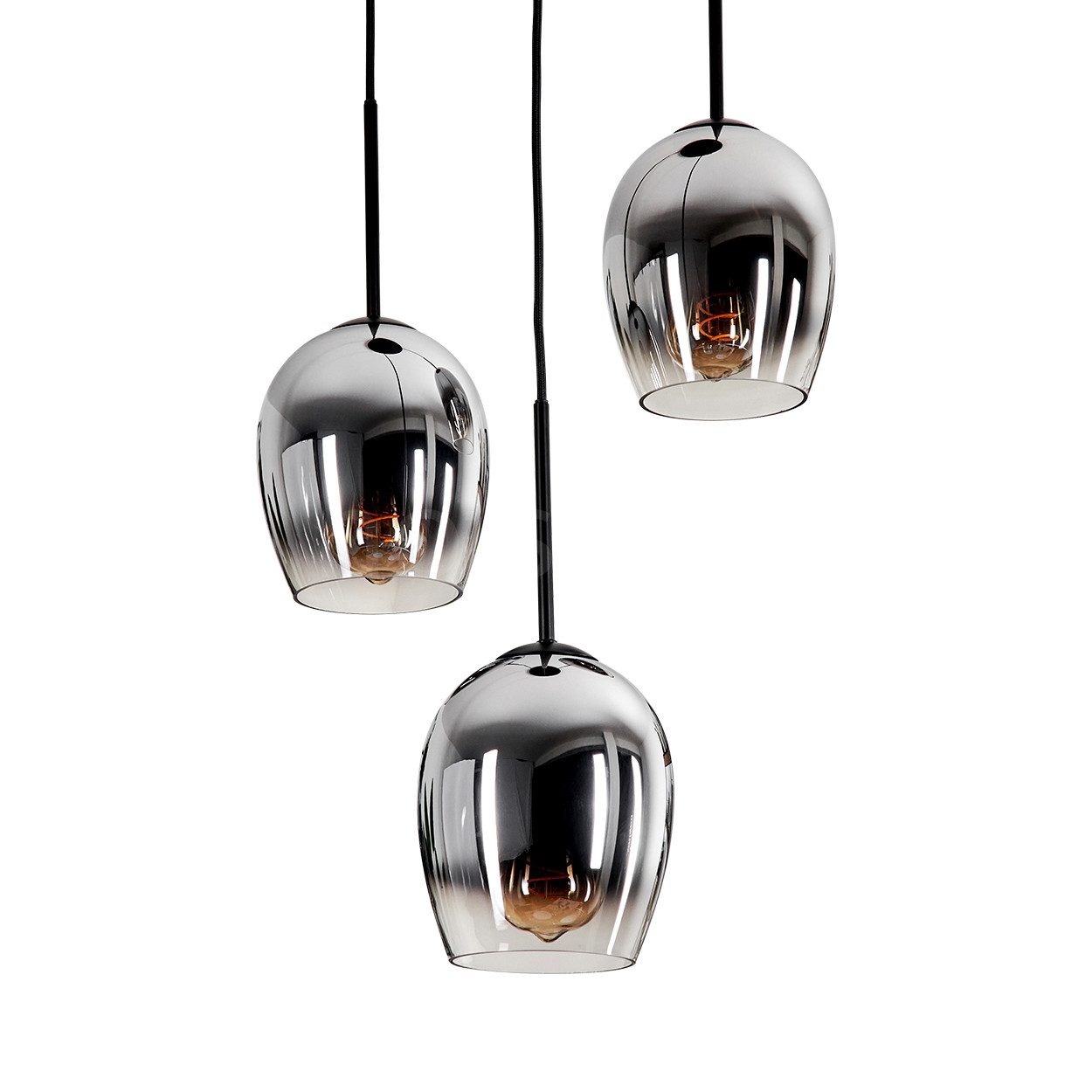 hofstein Hängeleuchte Hängelampe aus Metall/Glas in Schwarz/Chromfarben/Kla günstig online kaufen