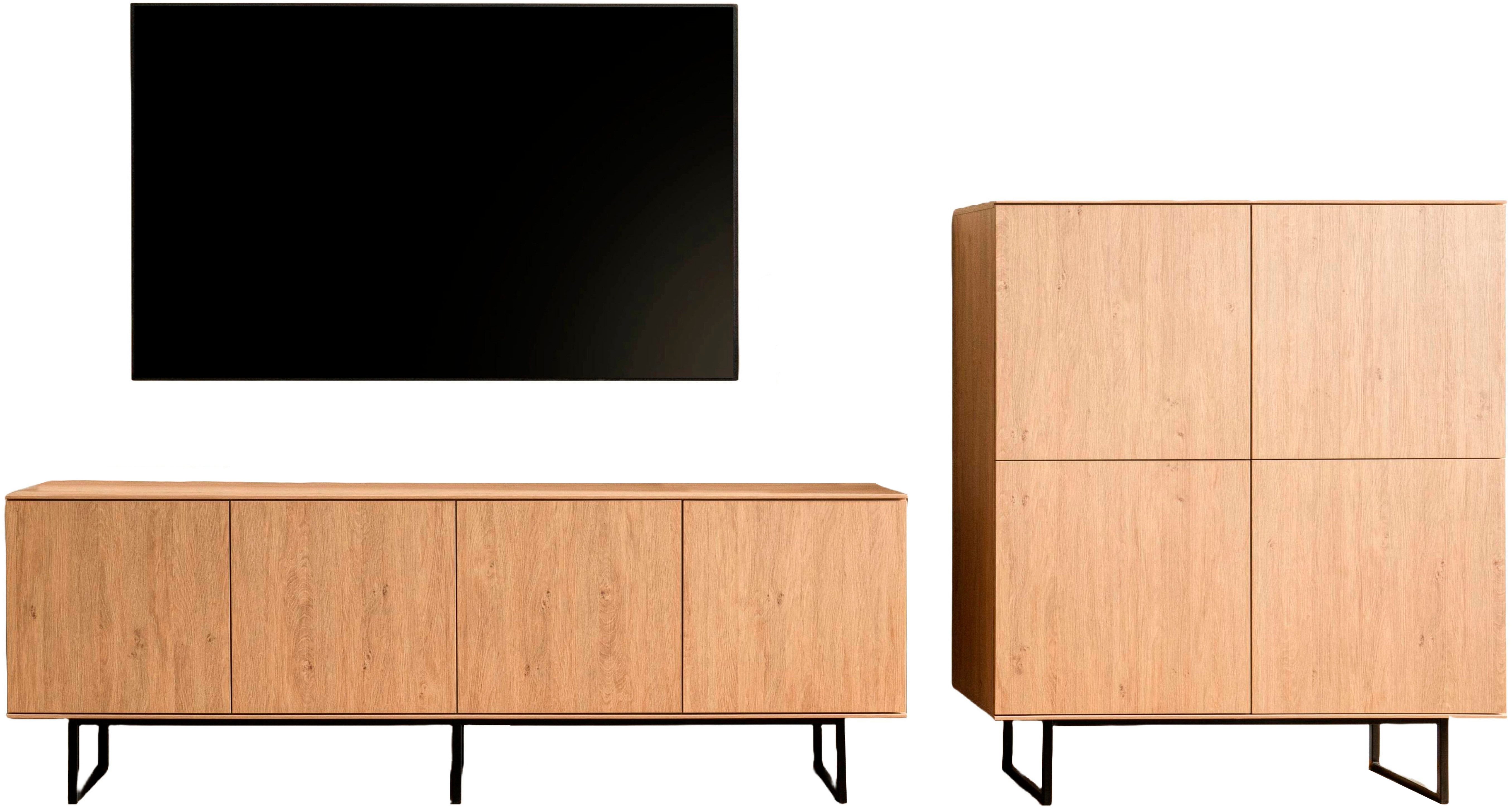 Home affaire Wohnwand Lund, moderne Anbauwand, Wohnzimmer-Set in Stone Oak, günstig online kaufen